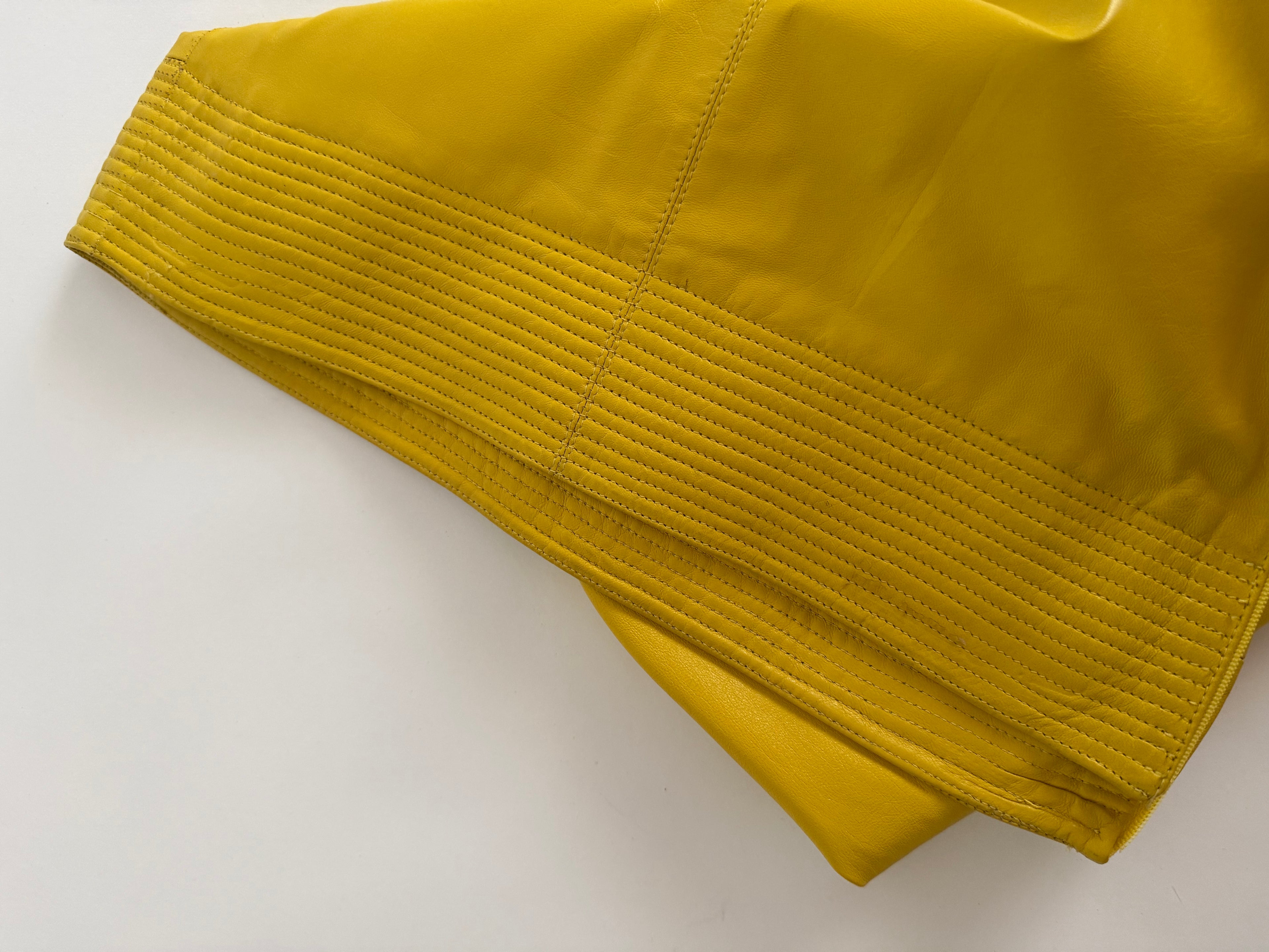 Rare Genny SS 1998 Runway yellow leather mini dress