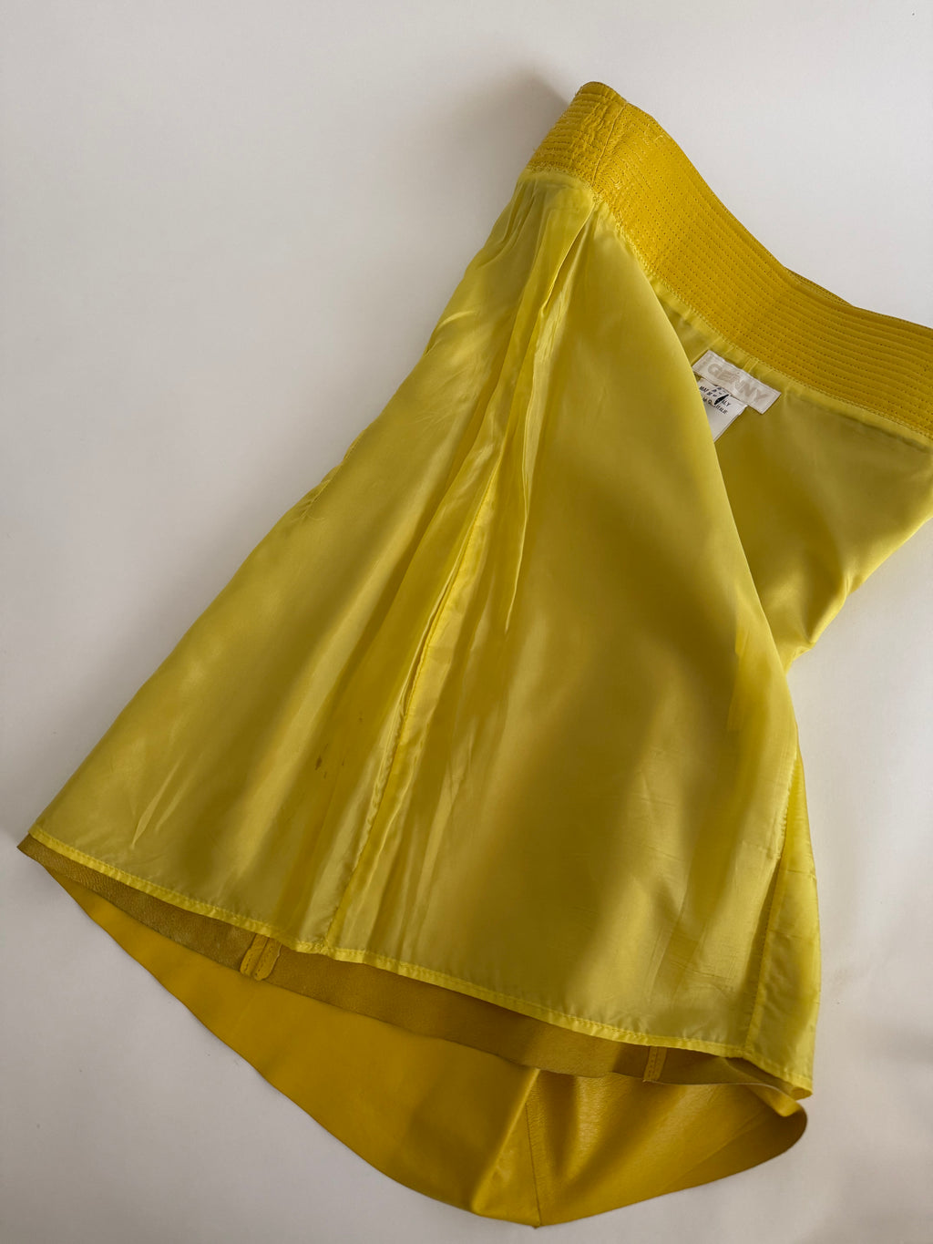 Rare Genny SS 1998 Runway yellow leather mini dress