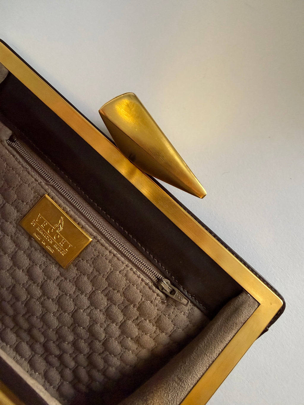 Lizard vintage brown clutch