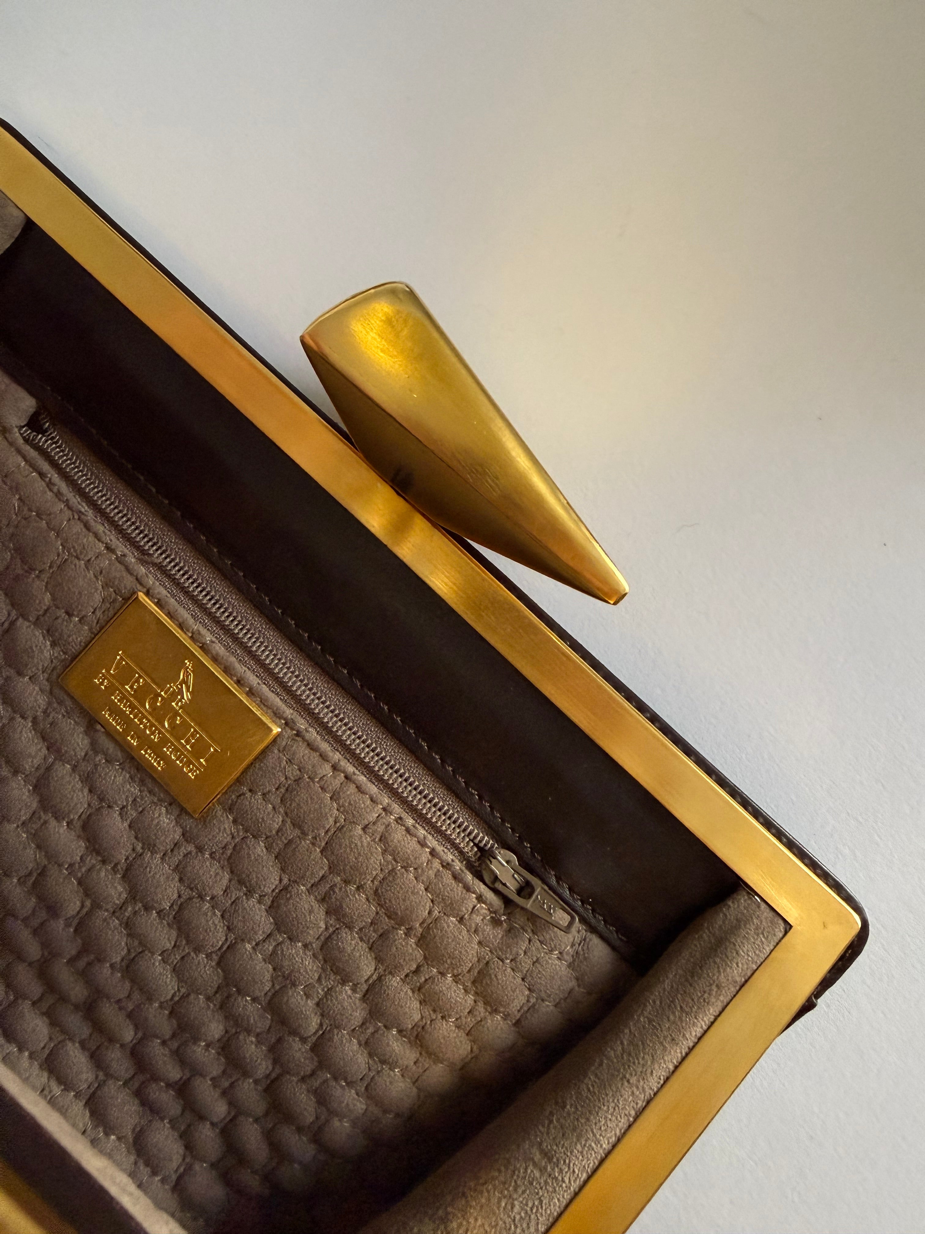 Lizard vintage brown clutch
