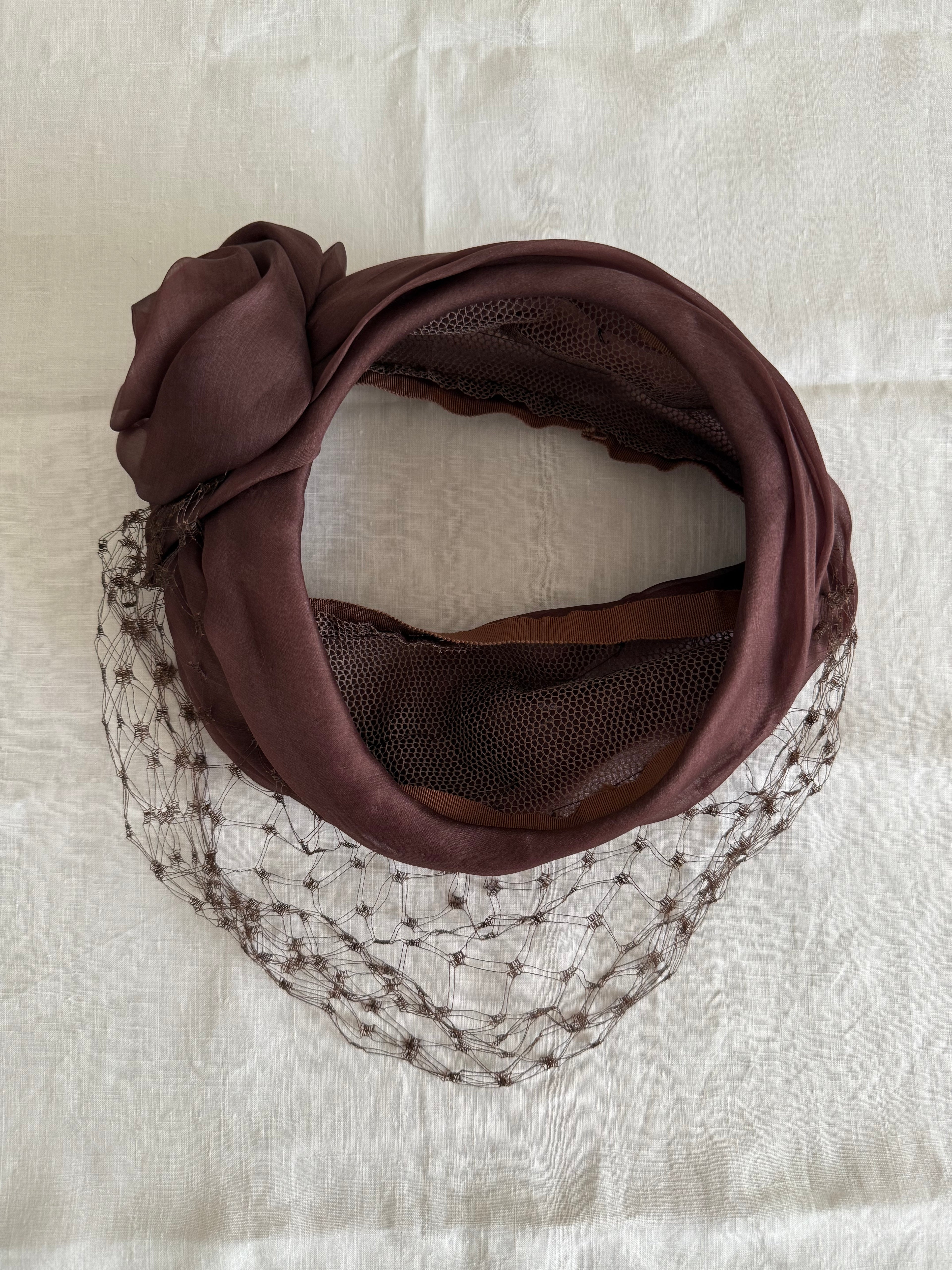 Silk Headwear Cuffband brown antique handmade