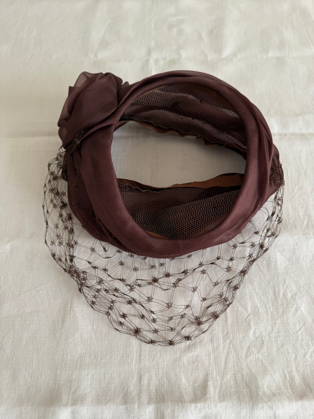 Silk Headwear Cuffband brown antique handmade