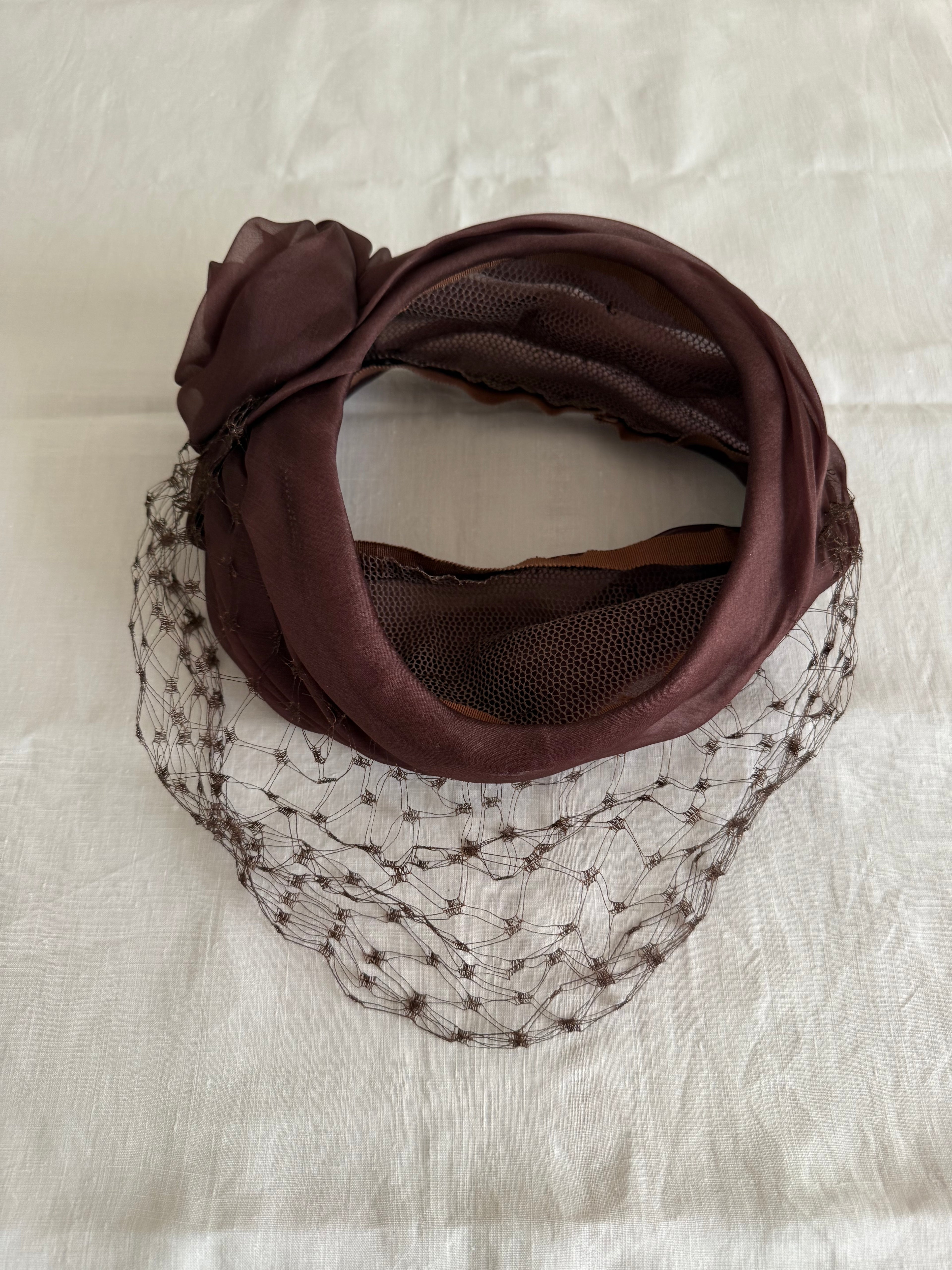 Silk Headwear Cuffband brown antique handmade