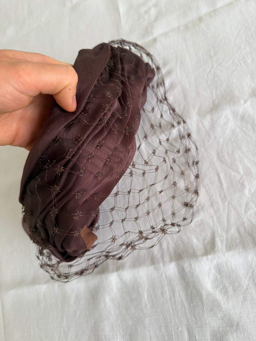 Silk Headwear Cuffband brown antique handmade