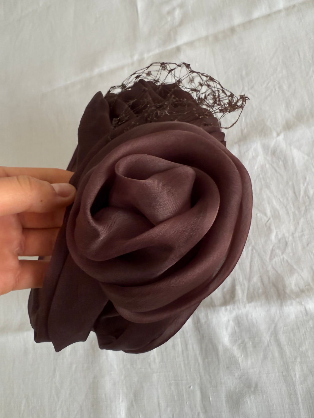 Silk Headwear Cuffband brown antique handmade