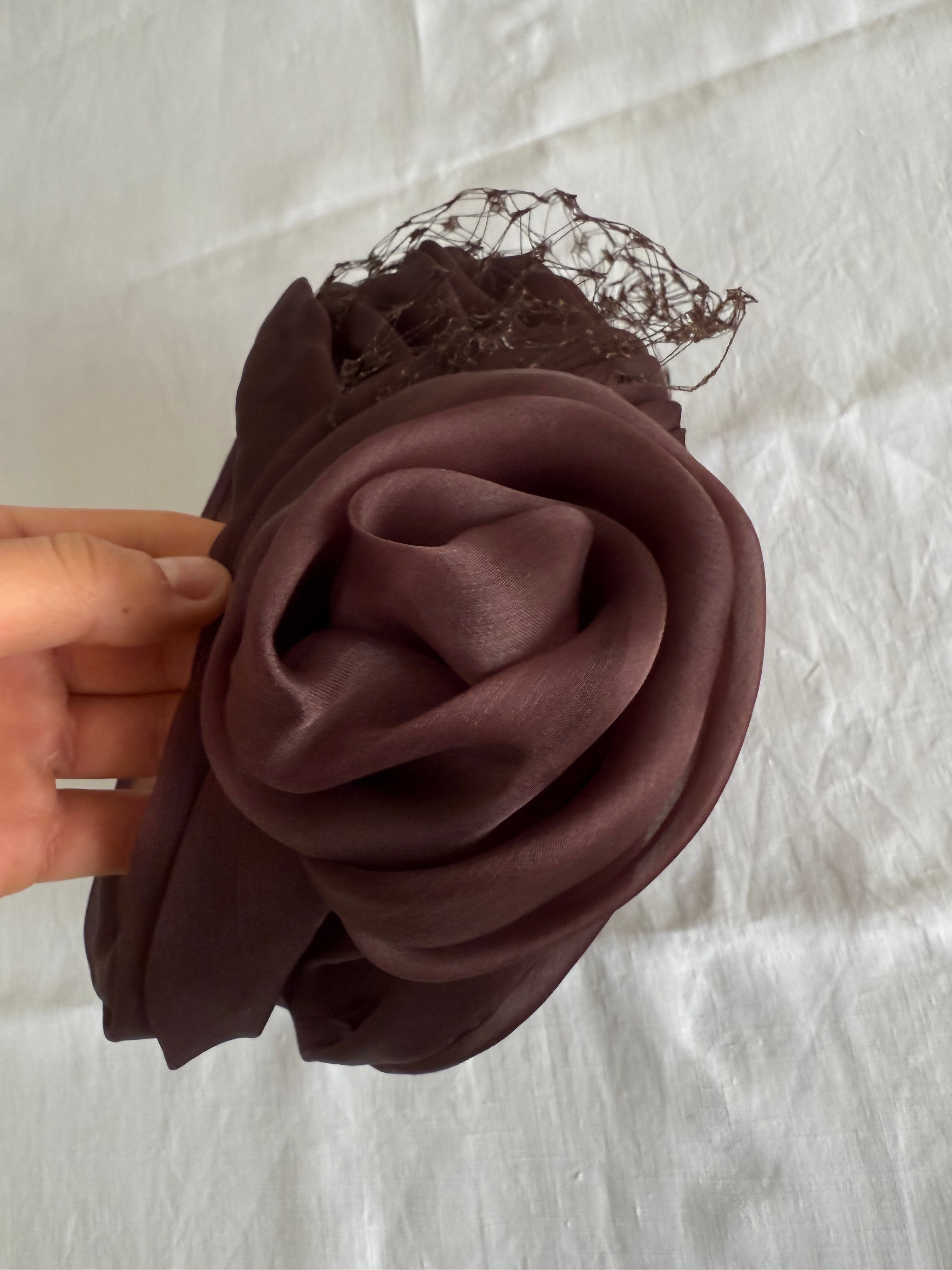 Silk Headwear Cuffband brown antique handmade
