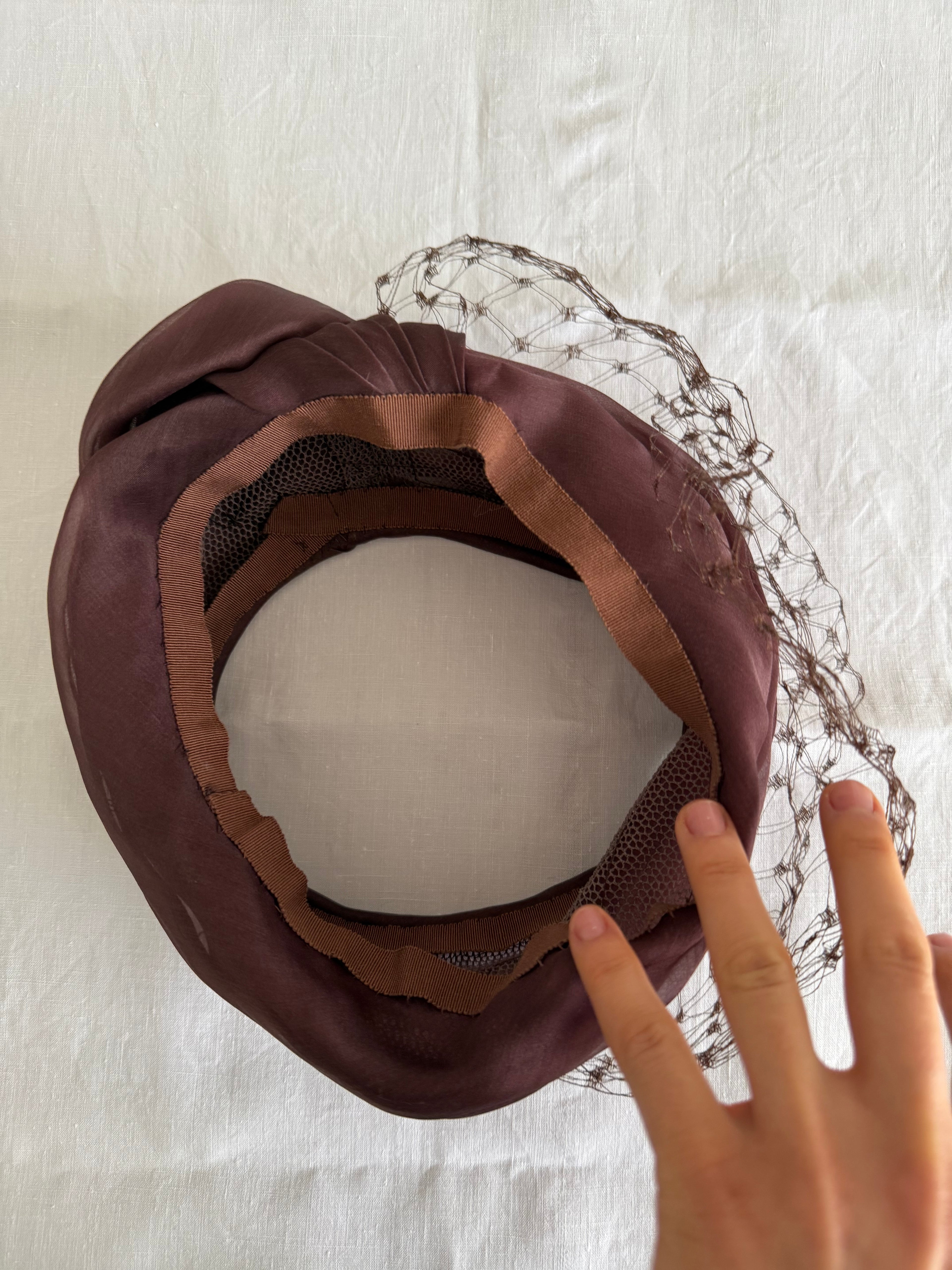 Silk Headwear Cuffband brown antique handmade