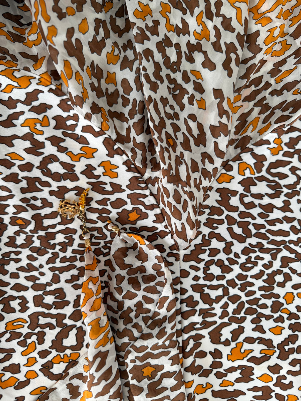 Roberto Cavalli SS 2006 orange brown mini ruffle dress