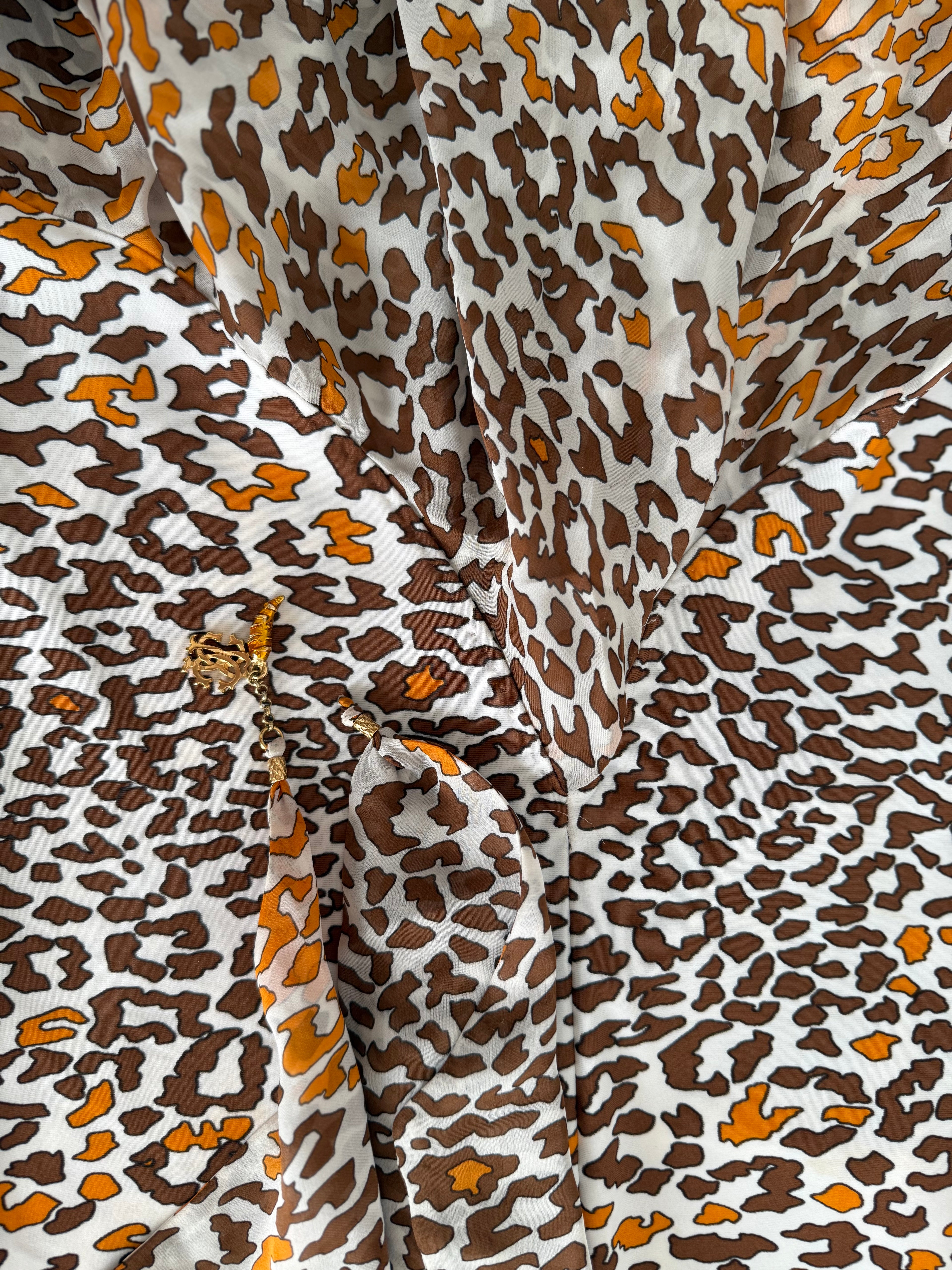 Roberto Cavalli SS 2006 orange brown mini ruffle dress