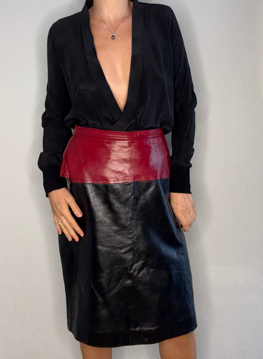 Saint laurent FW 1983 leather skirt two-colour