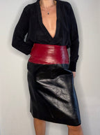 Saint laurent FW 1983 leather skirt two-colour