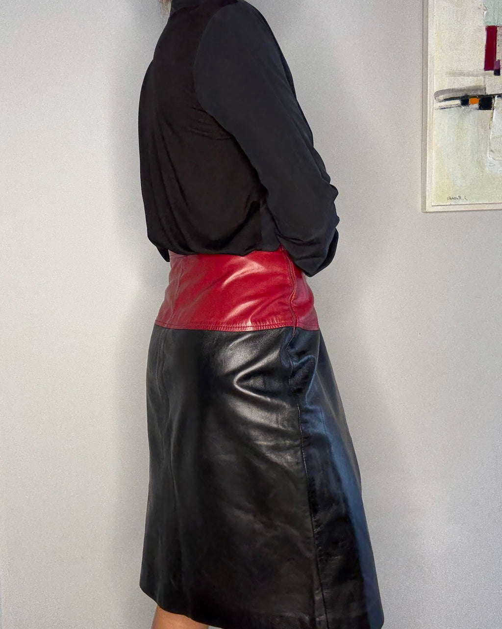 Saint laurent FW 1983 leather skirt two-colour