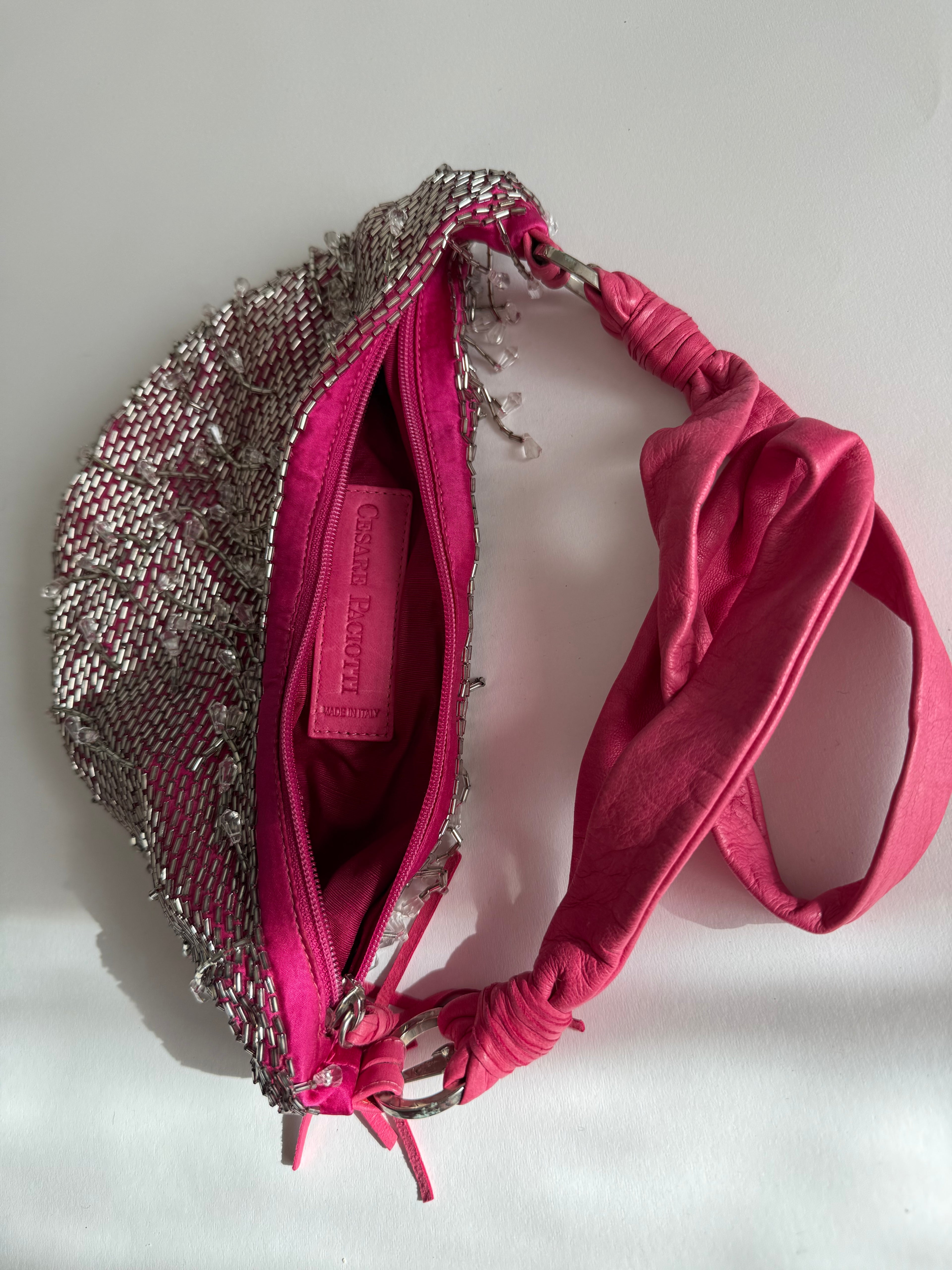 Cesare Paciotti pink beads bag