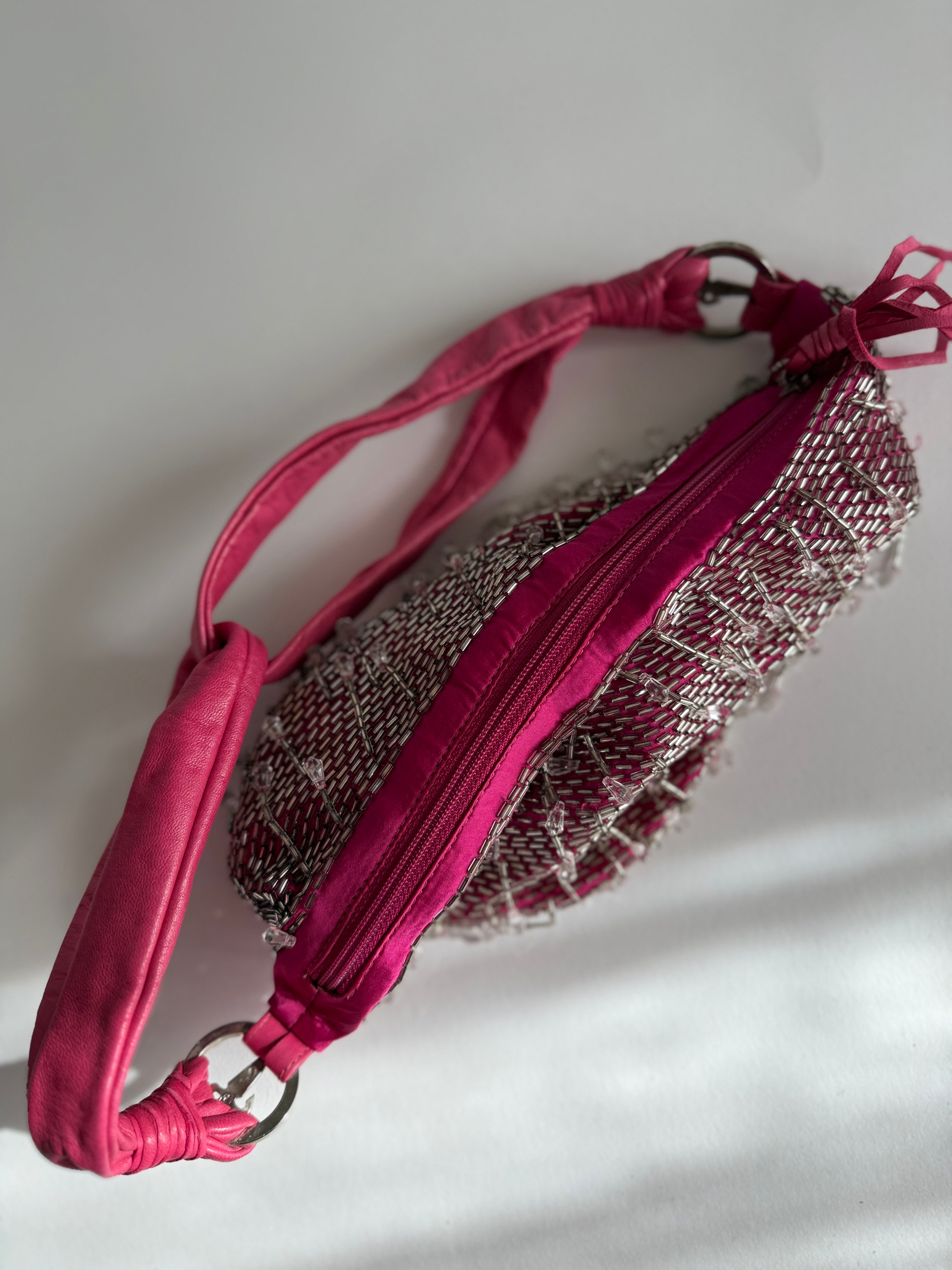 Cesare Paciotti pink beads bag