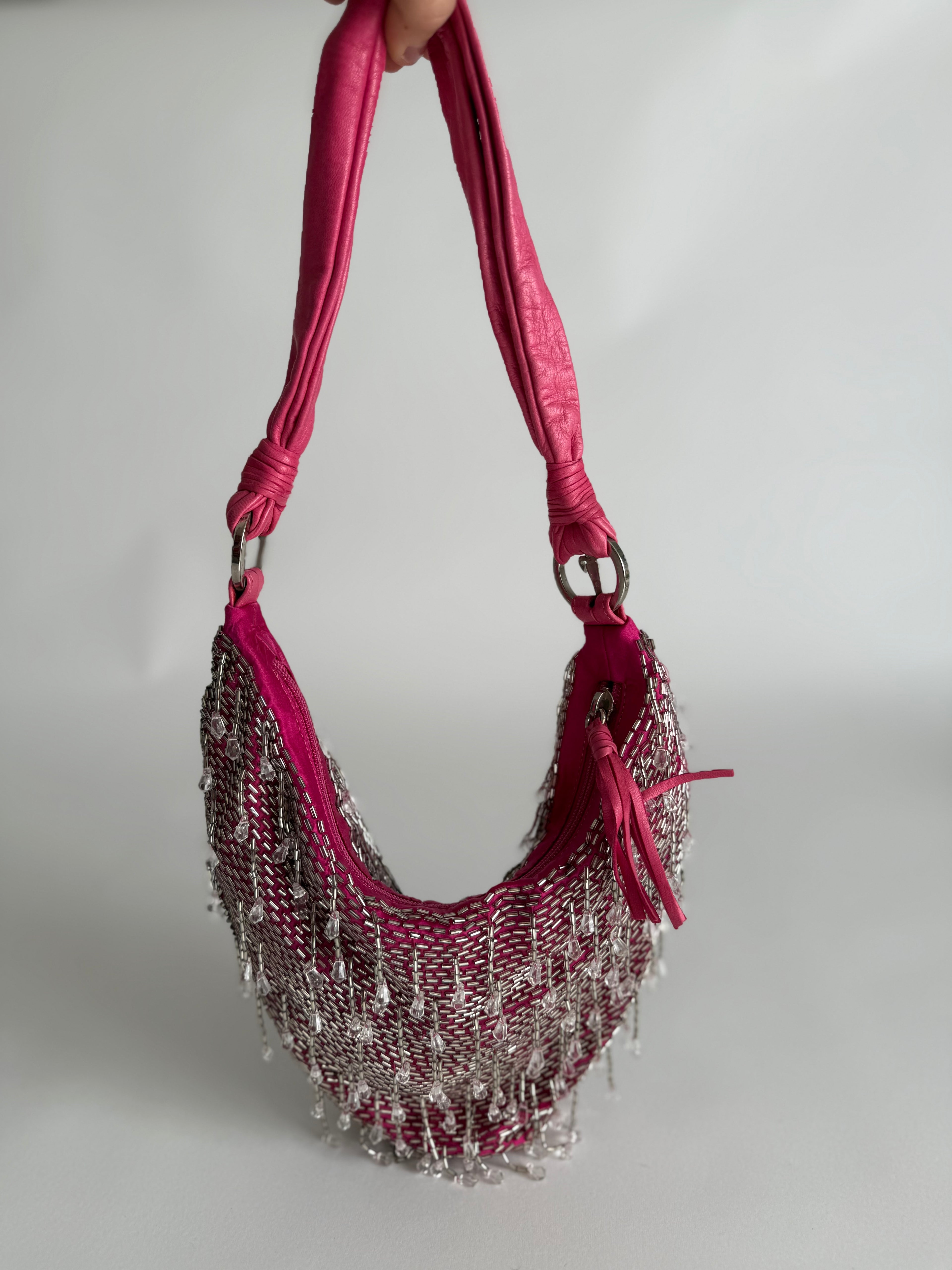 Cesare Paciotti pink beads bag