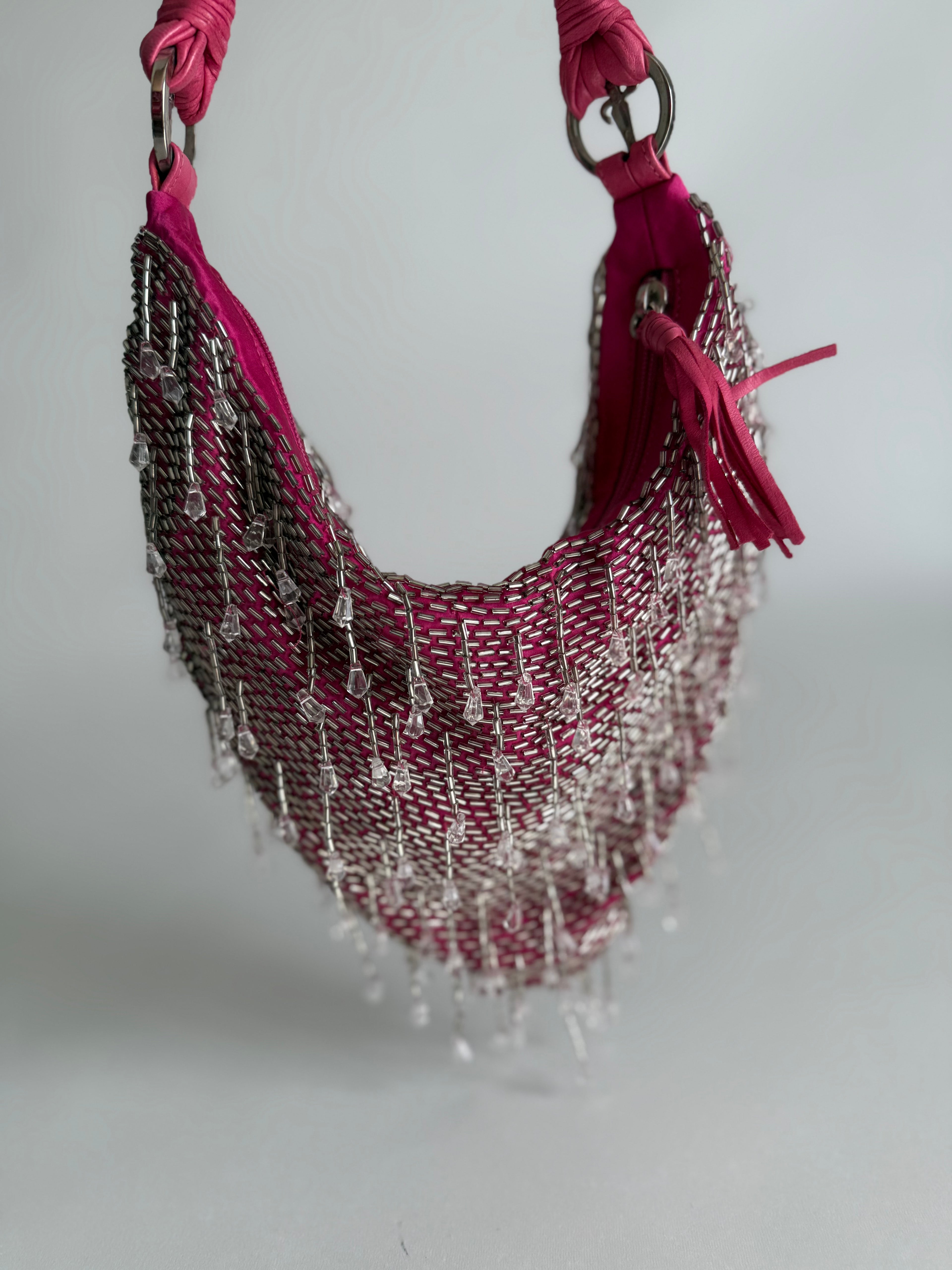 Cesare Paciotti pink beads bag
