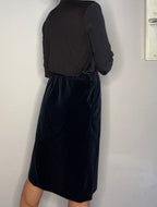 Saint Laurent FW 1974 velvet dark blue skirt