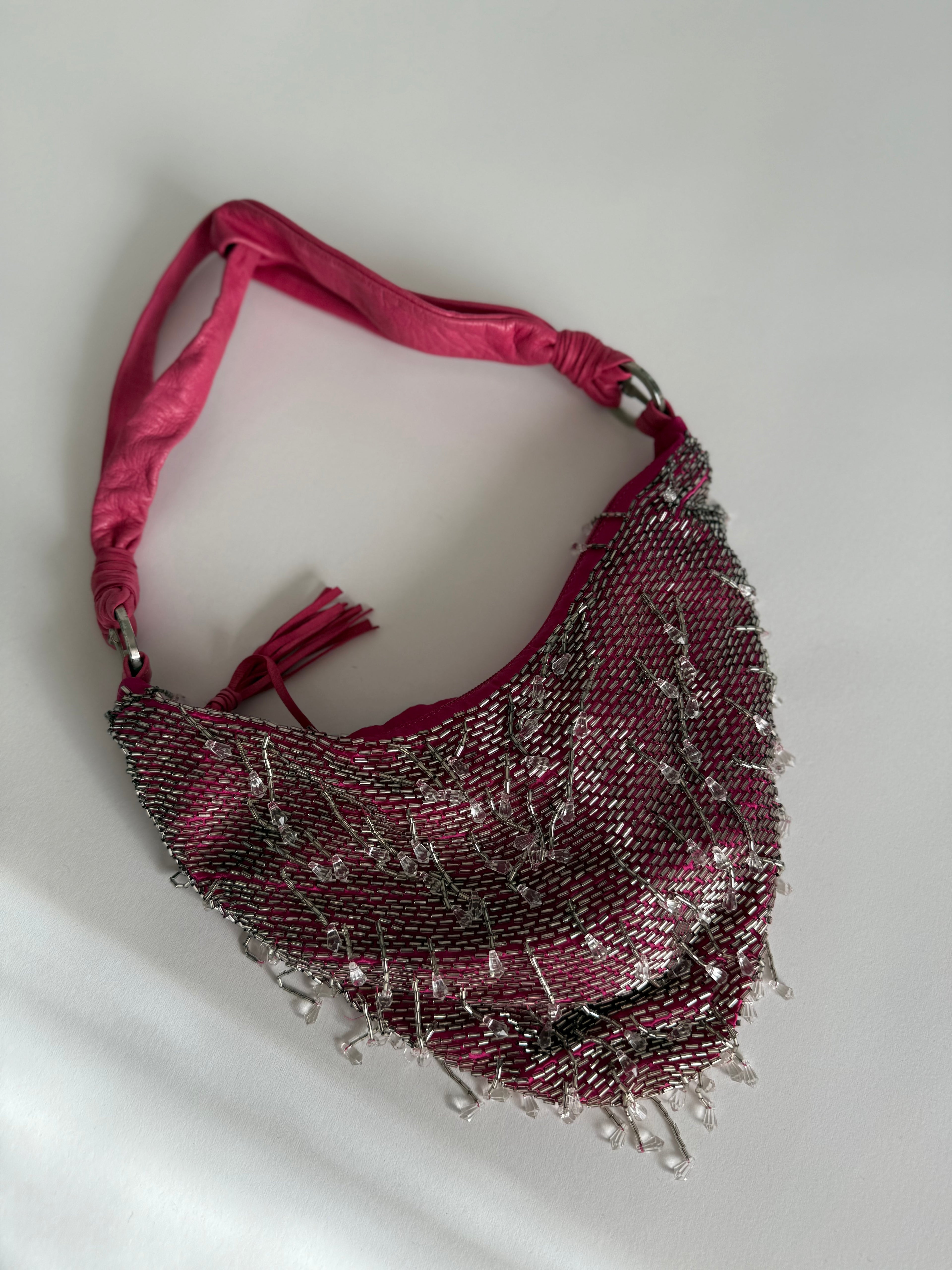 Cesare Paciotti pink beads bag