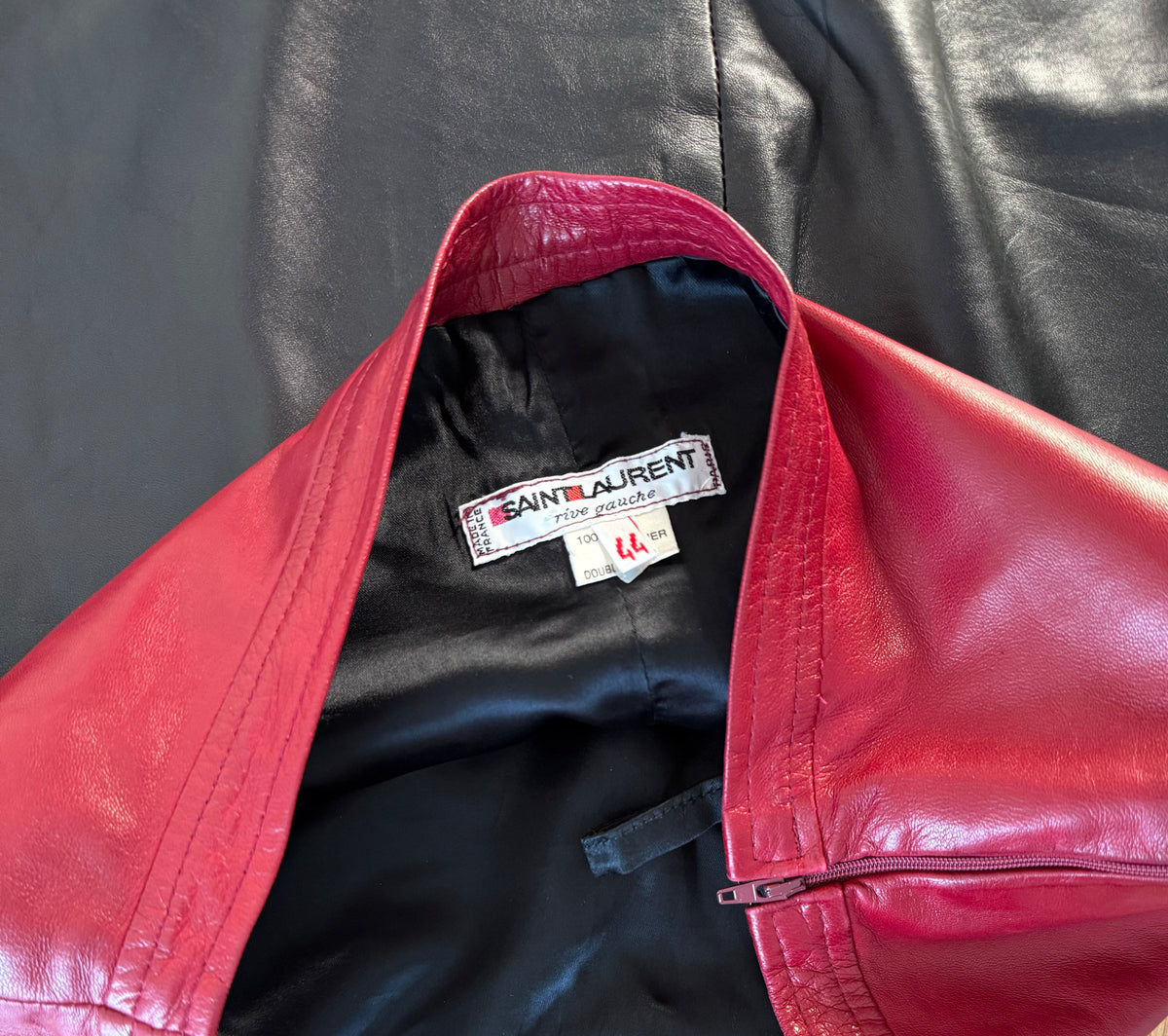 Saint laurent FW 1983 leather skirt two-colour