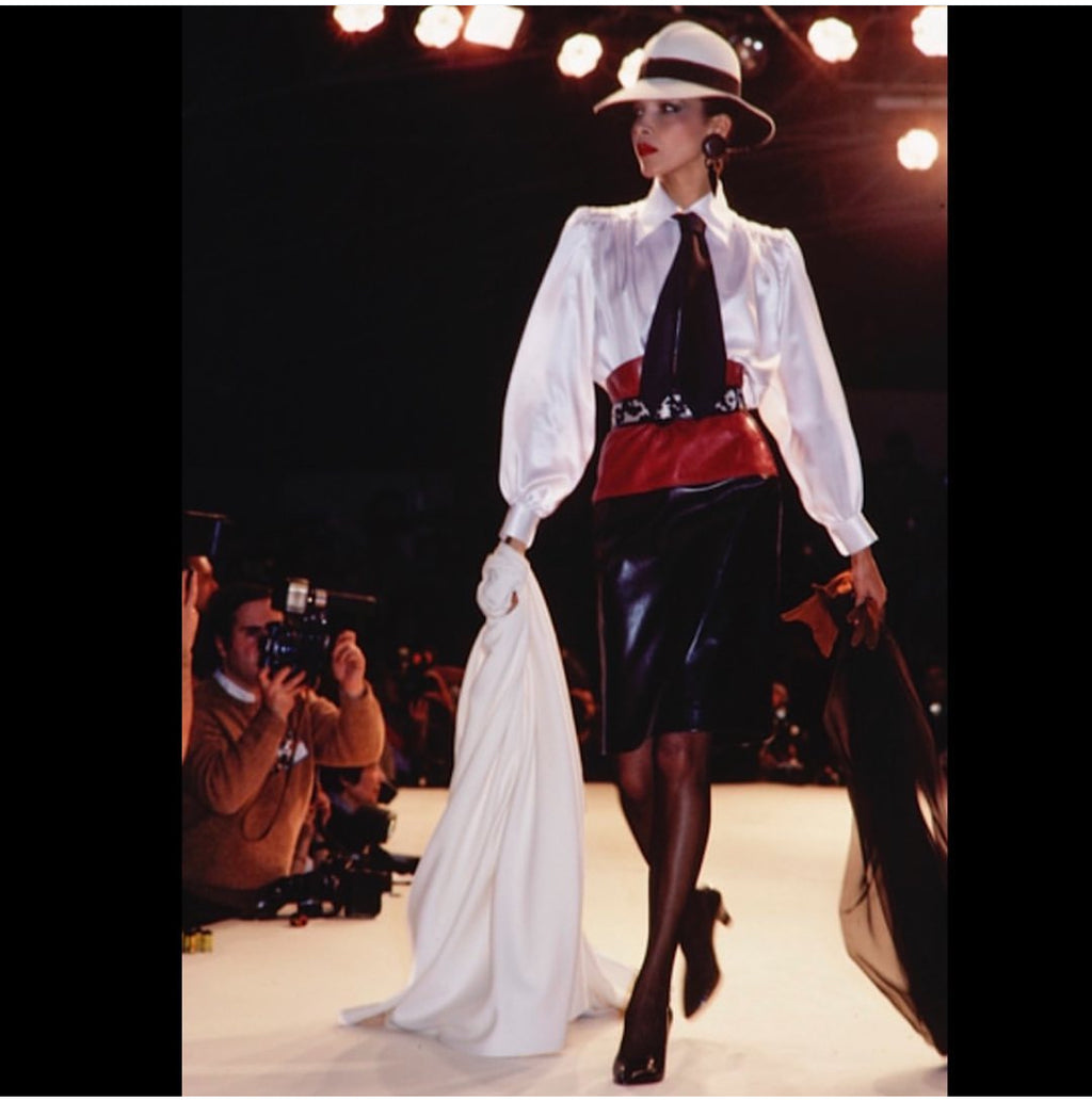 Saint laurent FW 1983 leather skirt two-colour