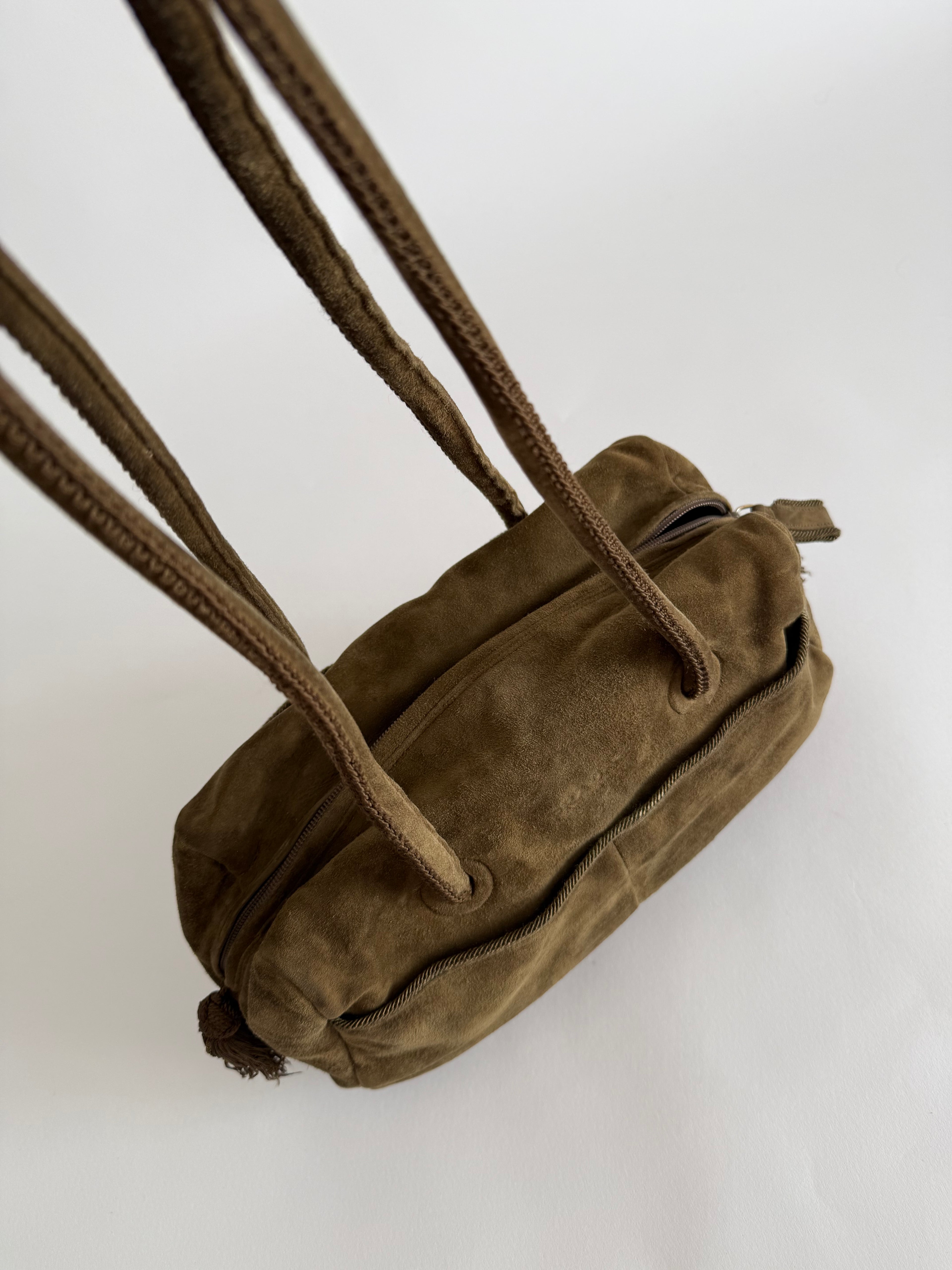 Prada green suede shoulder bag