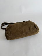 Prada green suede shoulder bag