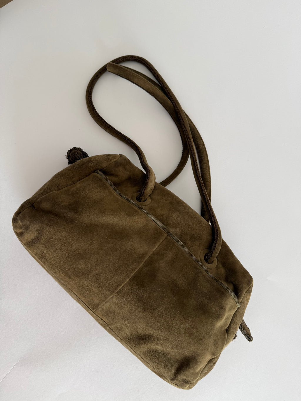 Prada green suede shoulder bag