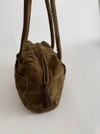 Prada green suede shoulder bag