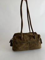 Prada green suede shoulder bag