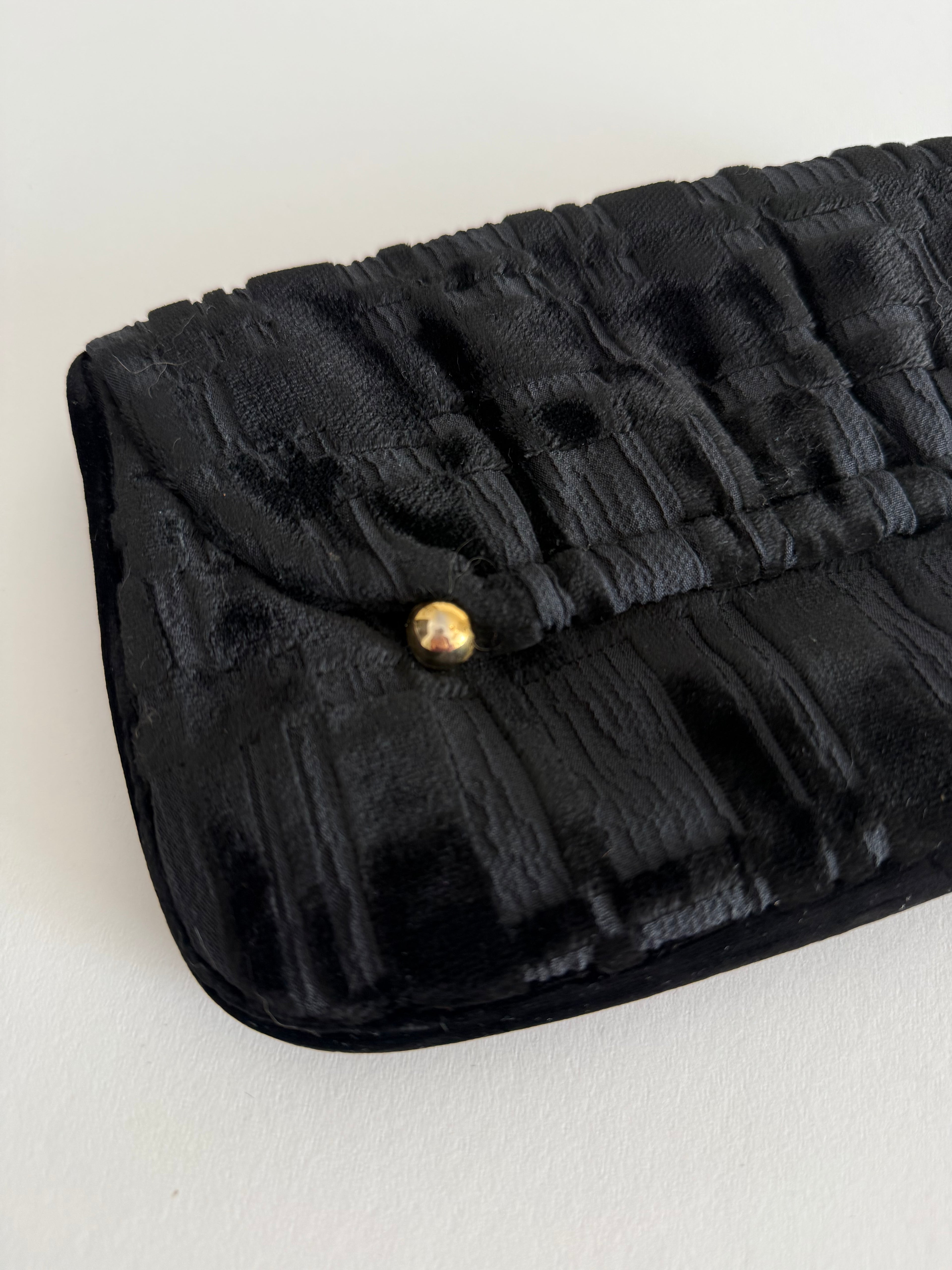 80s black velvet clutch