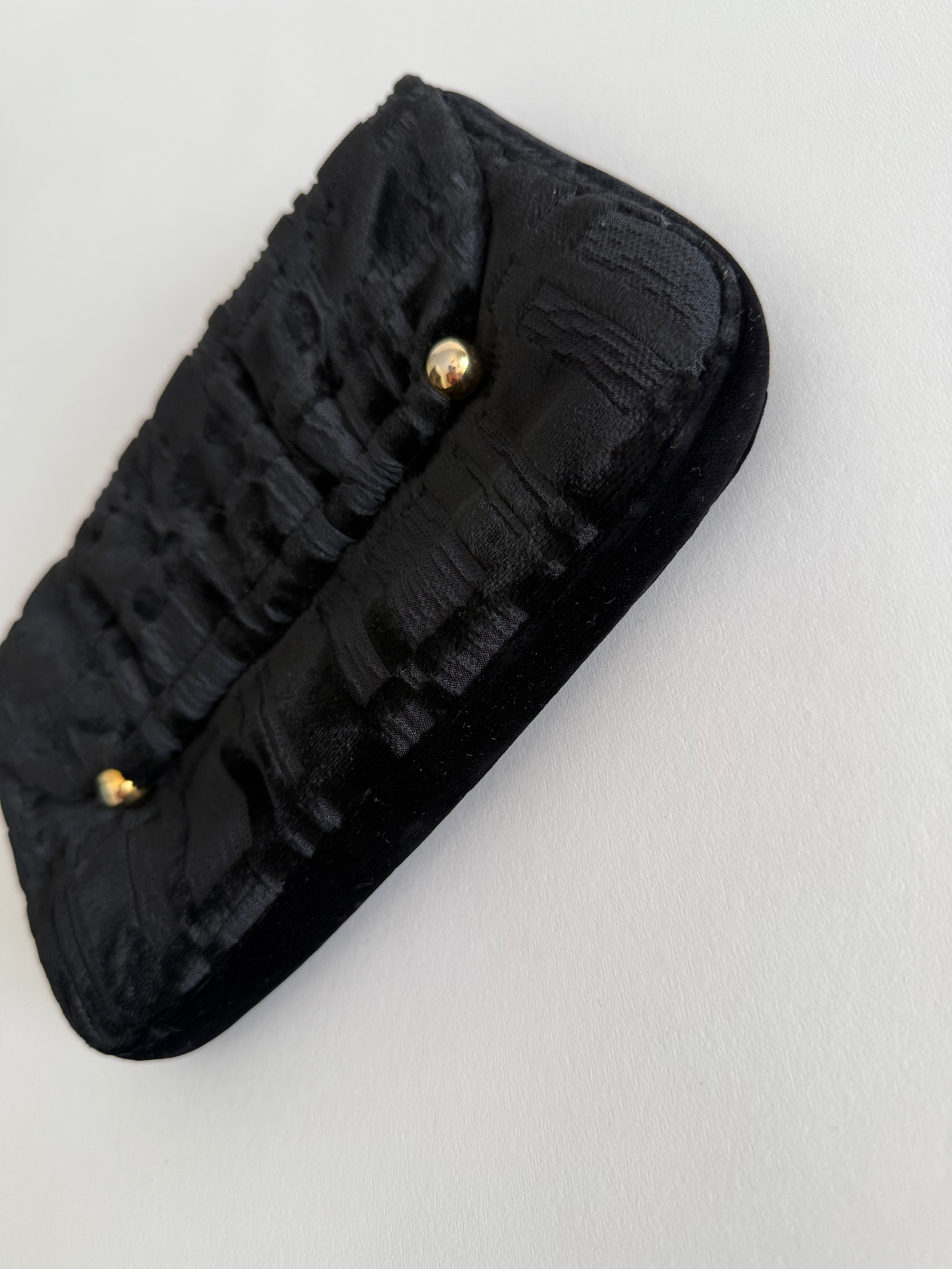 80s black velvet clutch