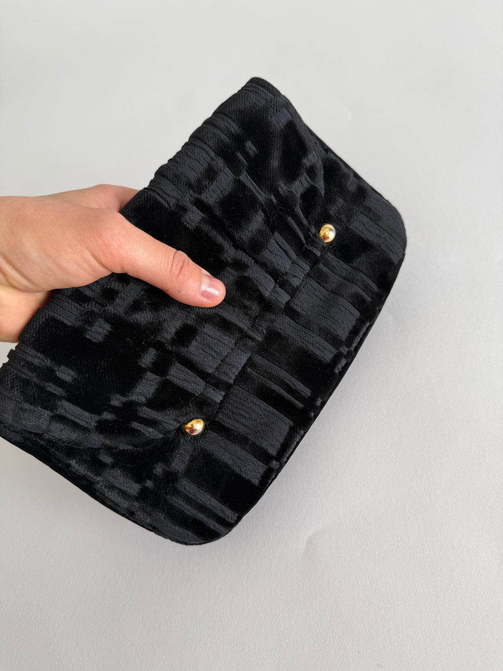 80s black velvet clutch