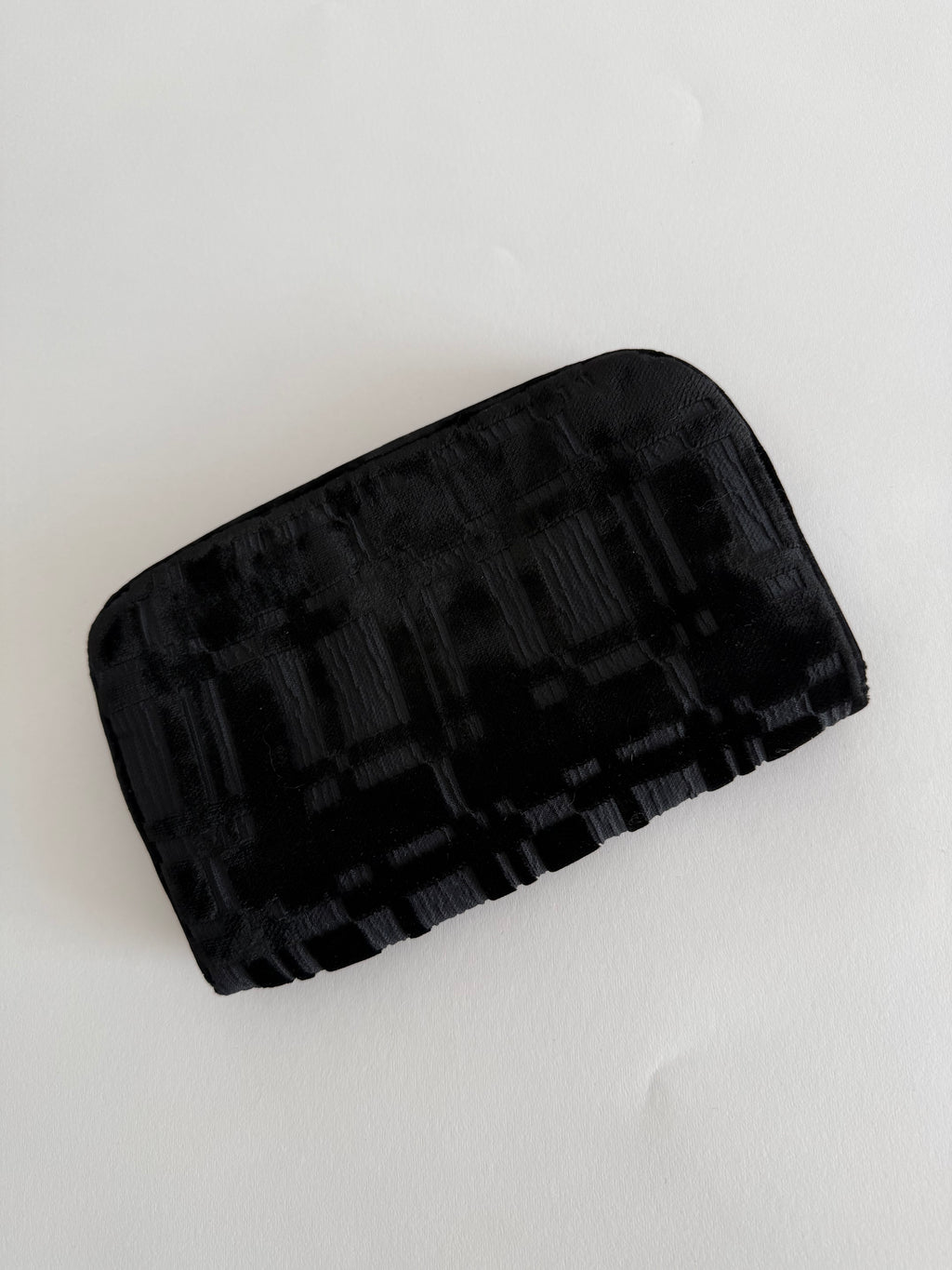 80s black velvet clutch