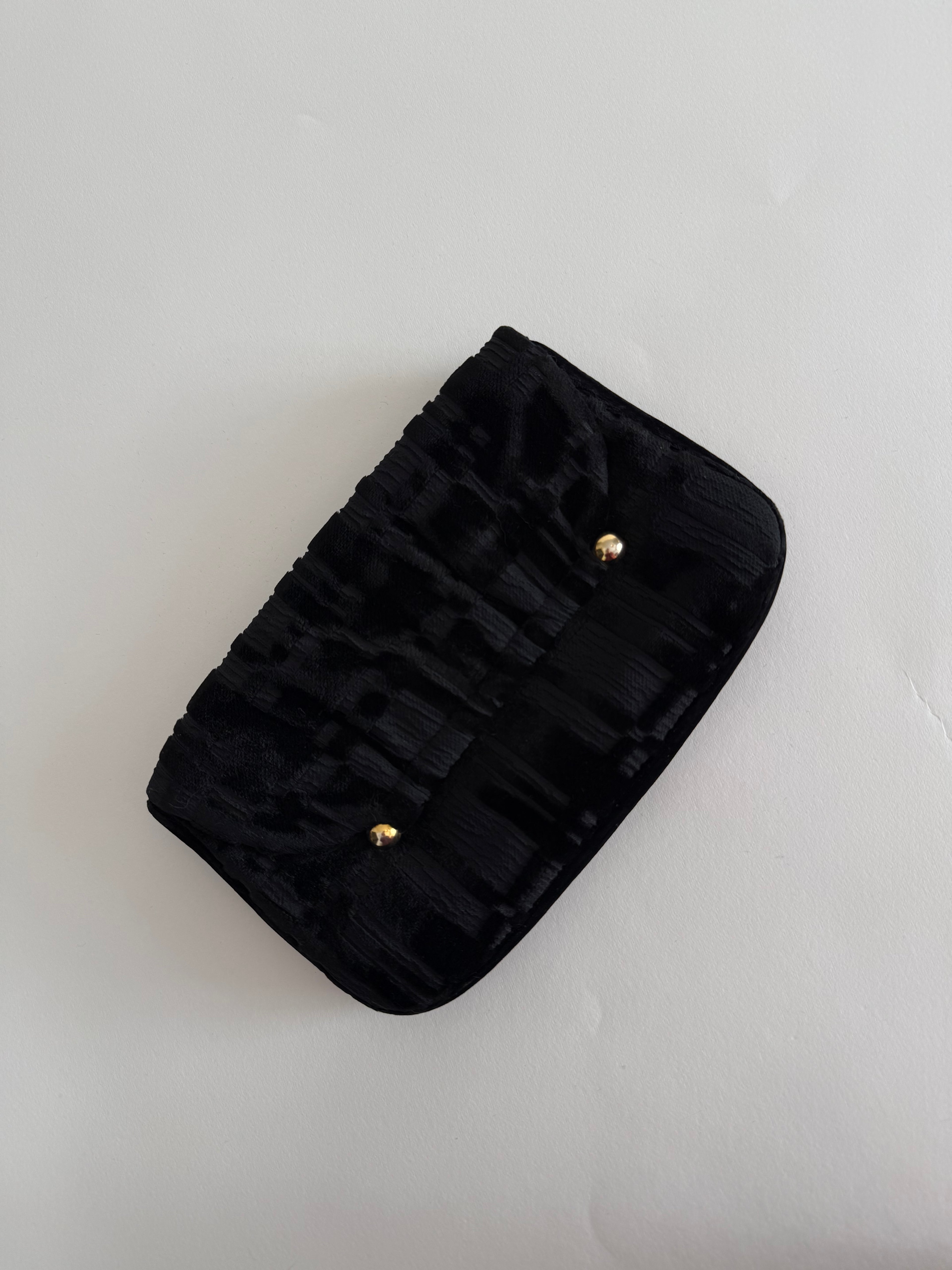 80s black velvet clutch
