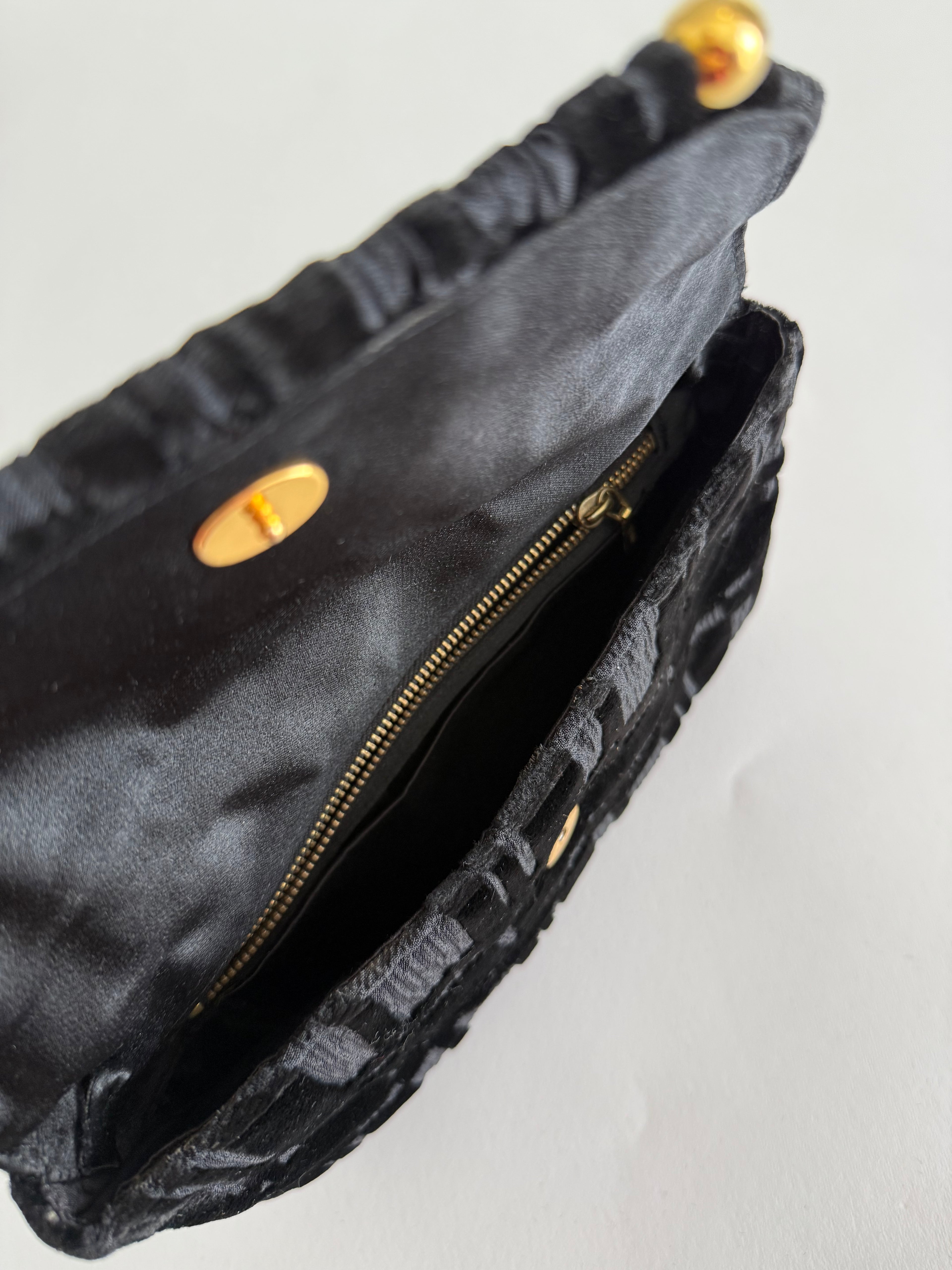80s black velvet clutch