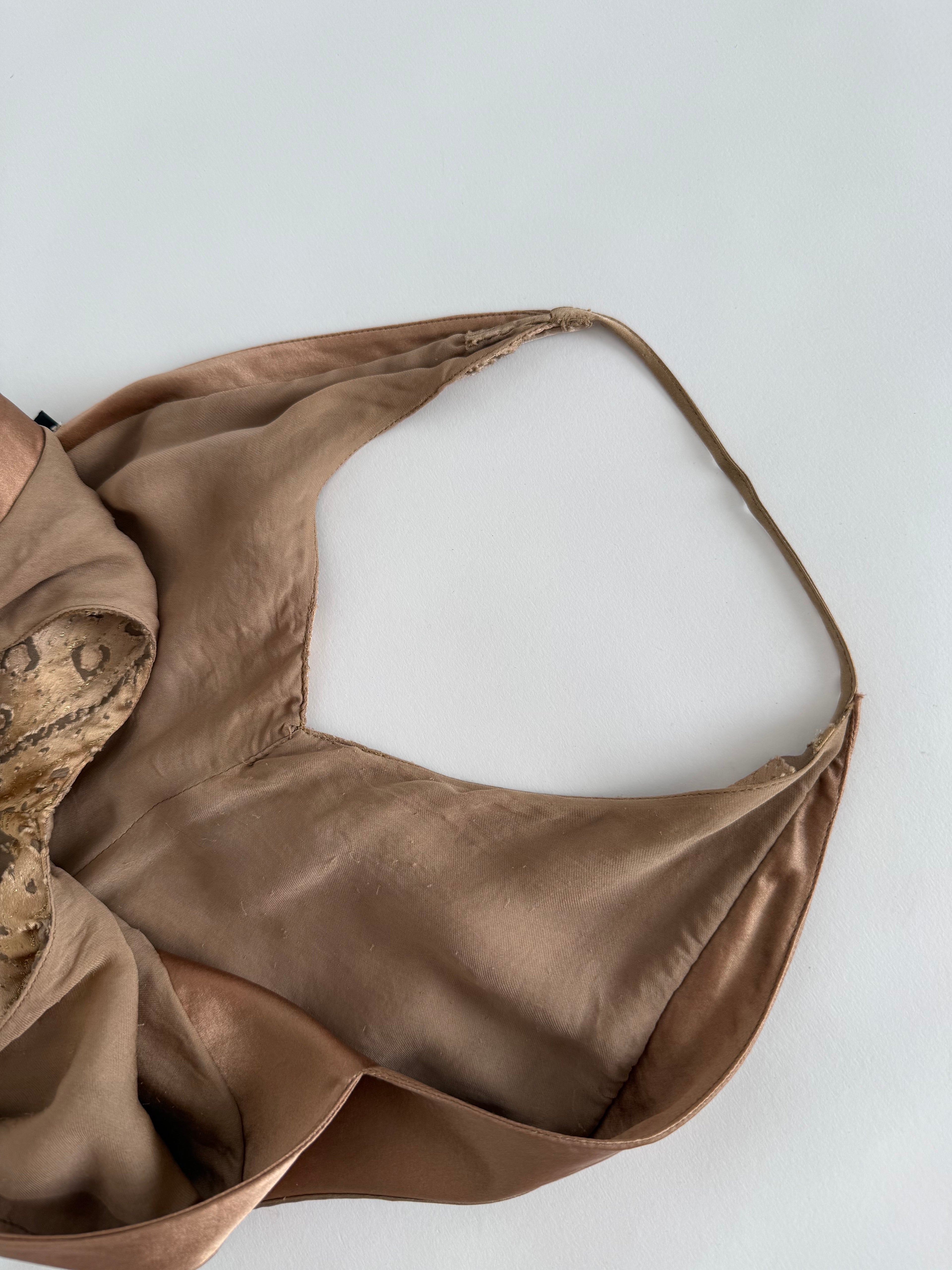 Roberto Cavalli FW 2004 midi bronze gold details