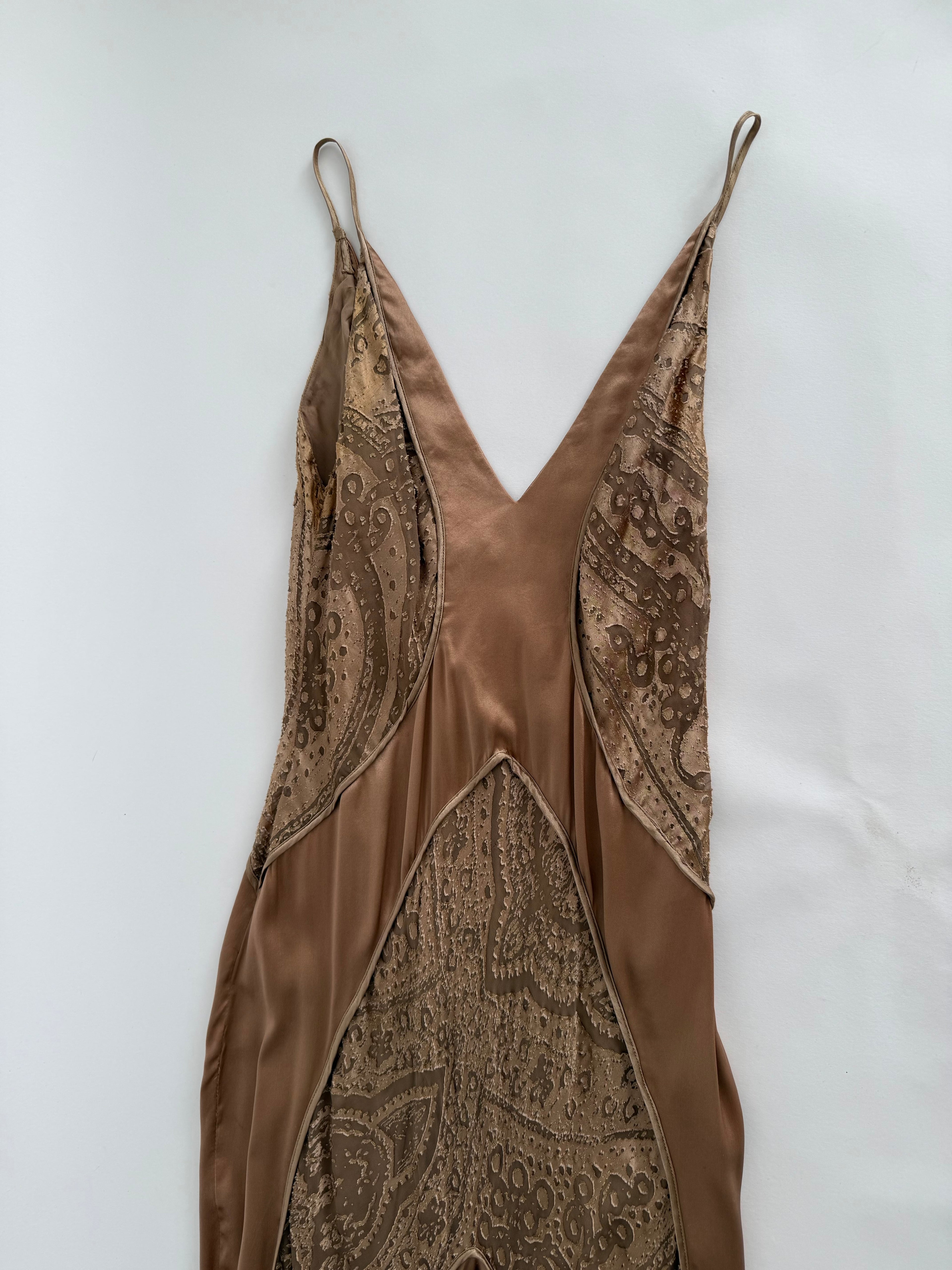 Roberto Cavalli FW 2004 midi bronze gold details