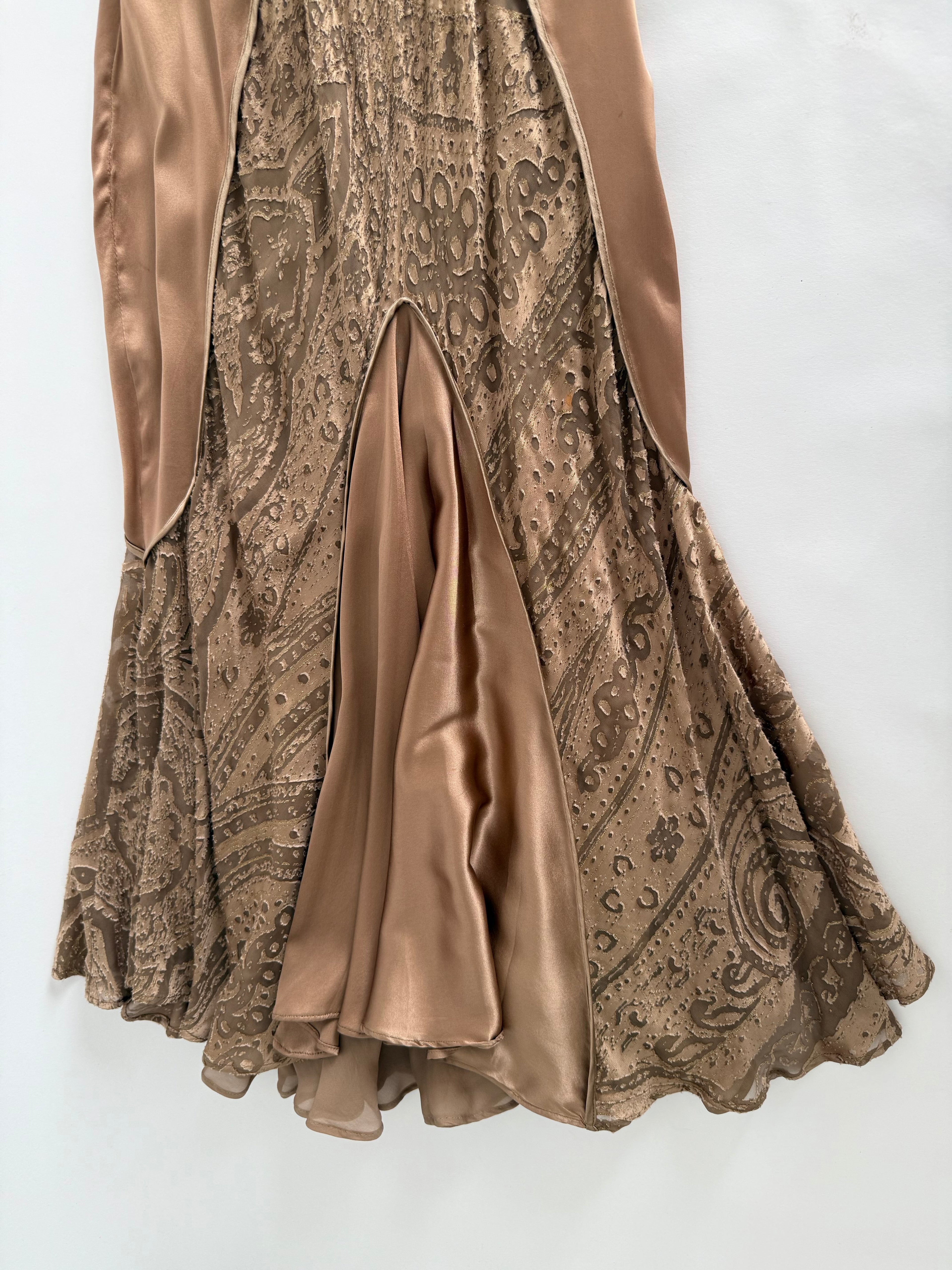 Roberto Cavalli FW 2004 midi bronze gold details