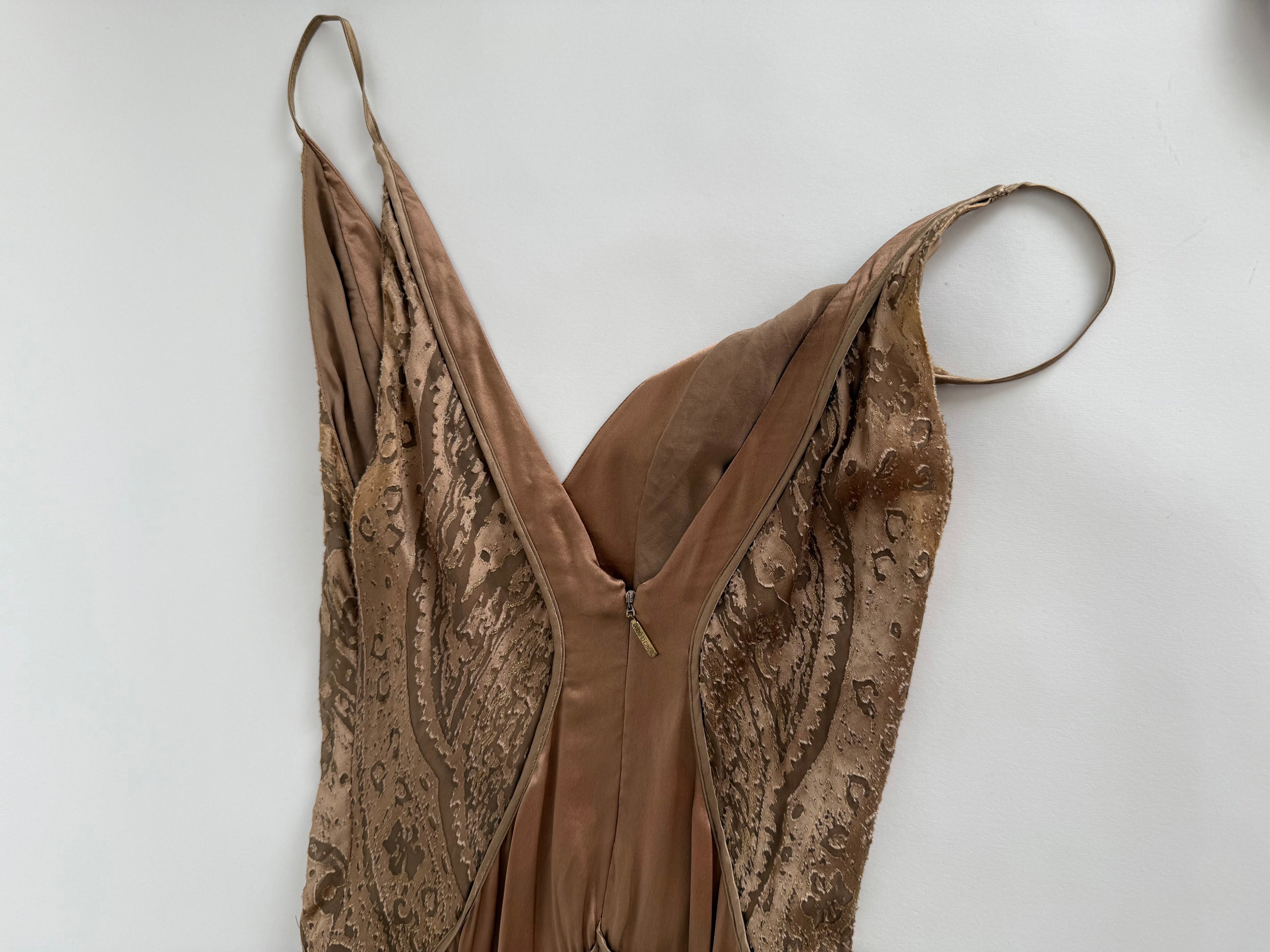 Roberto Cavalli FW 2004 midi bronze gold details