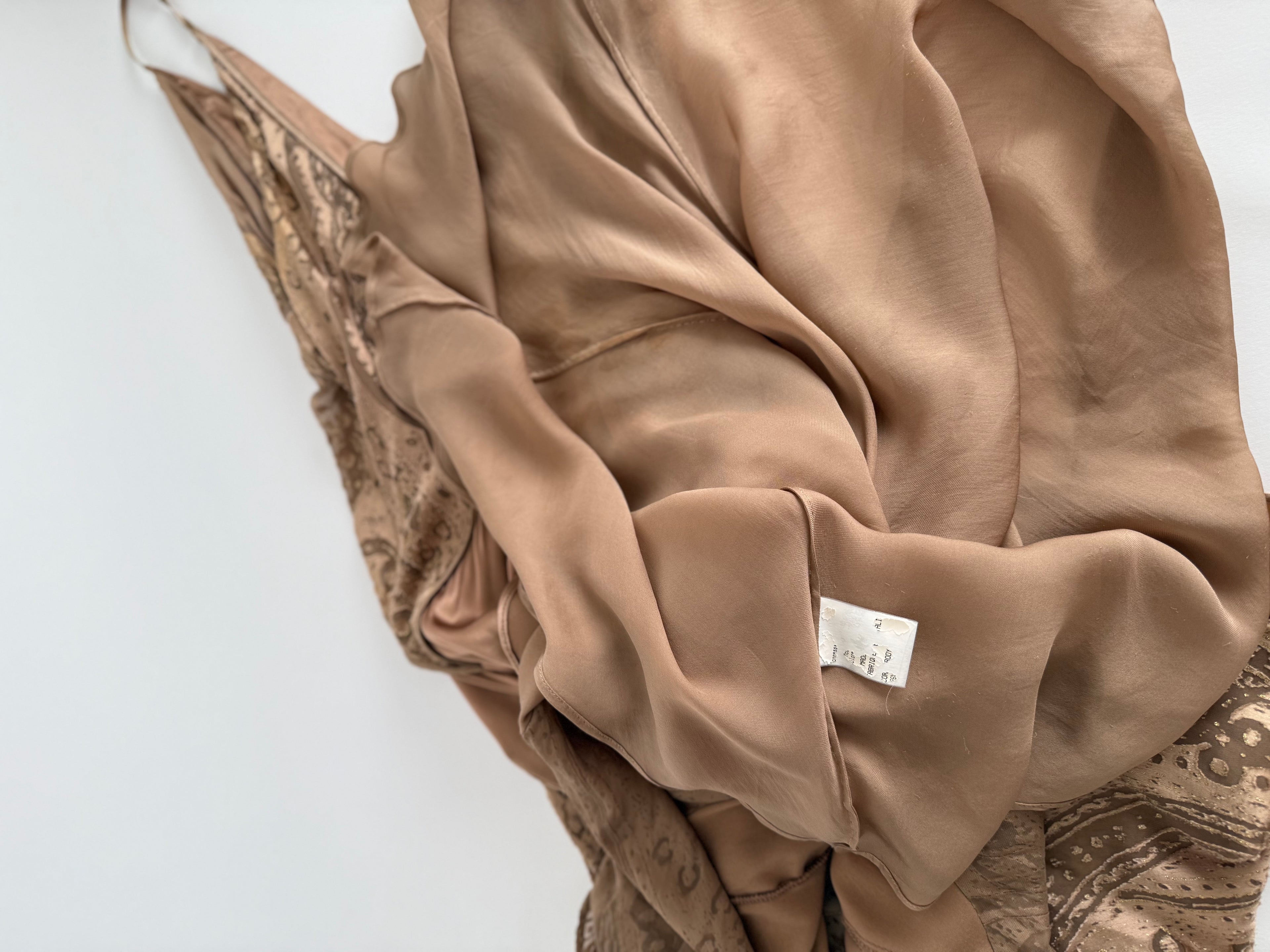 Roberto Cavalli FW 2004 midi bronze gold details