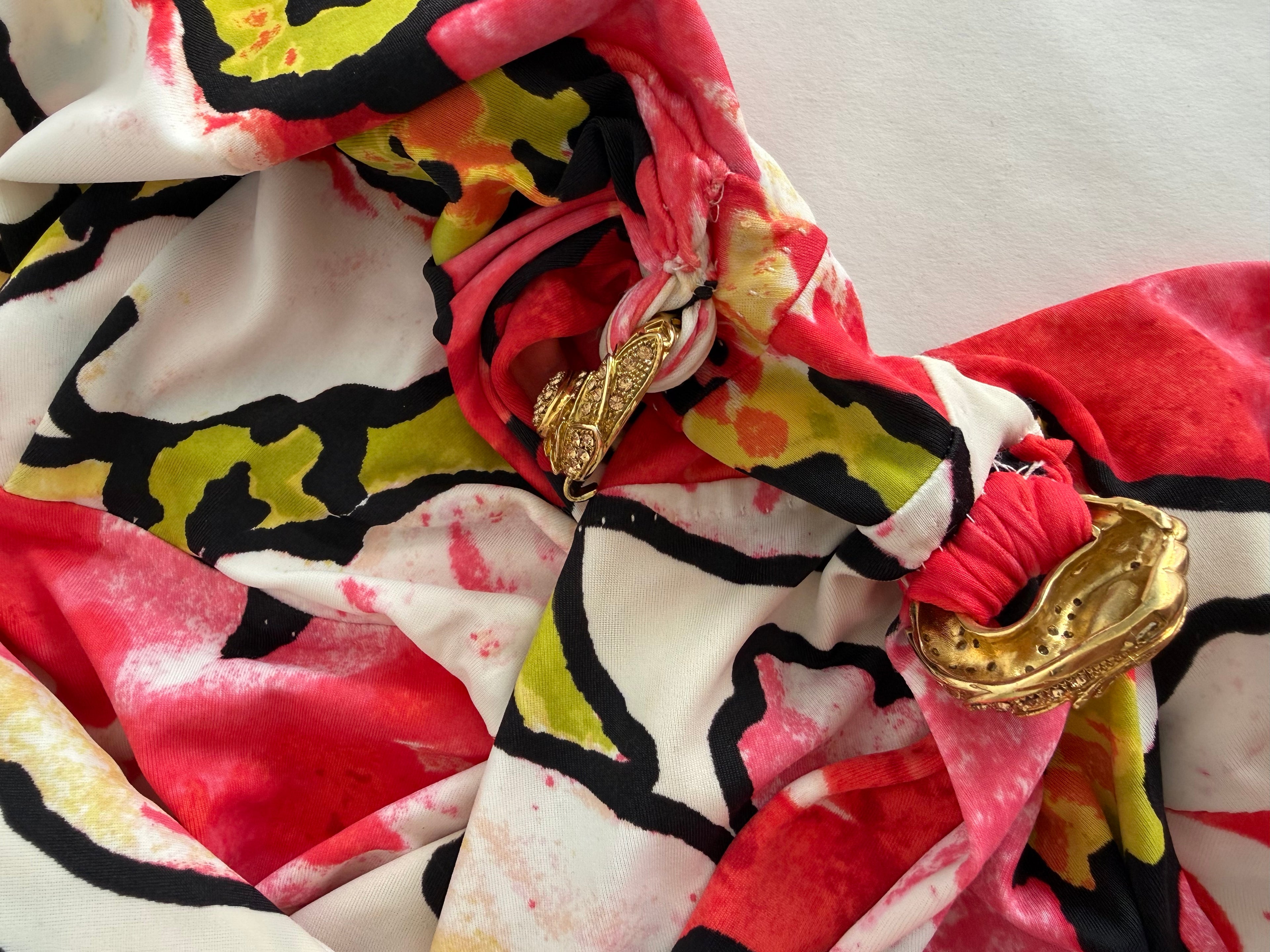 Rare Roberto Cavalli SS 2006 red floral print maxi dress