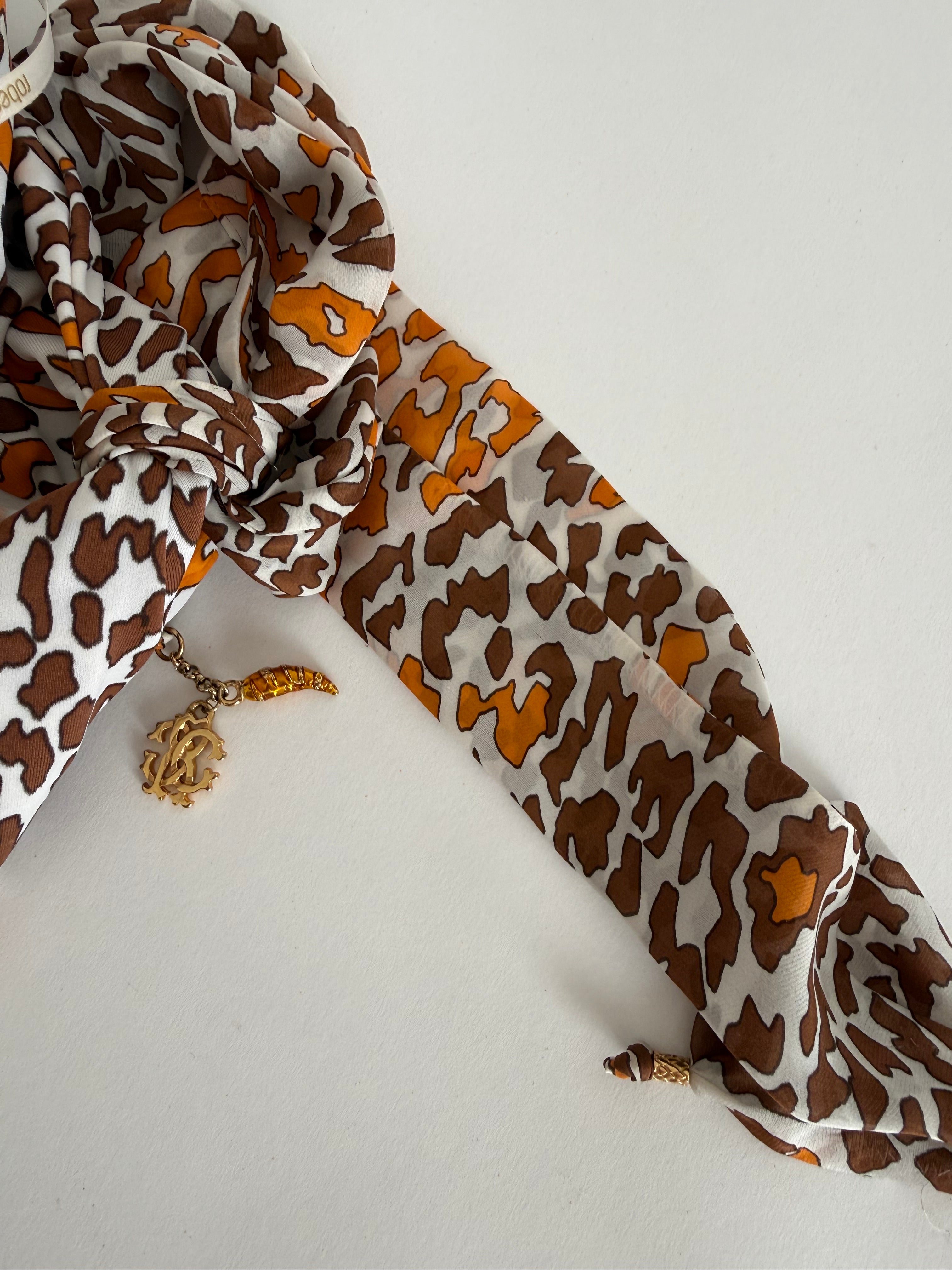 Roberto Cavalli SS 2006 orange brown mini ruffle dress