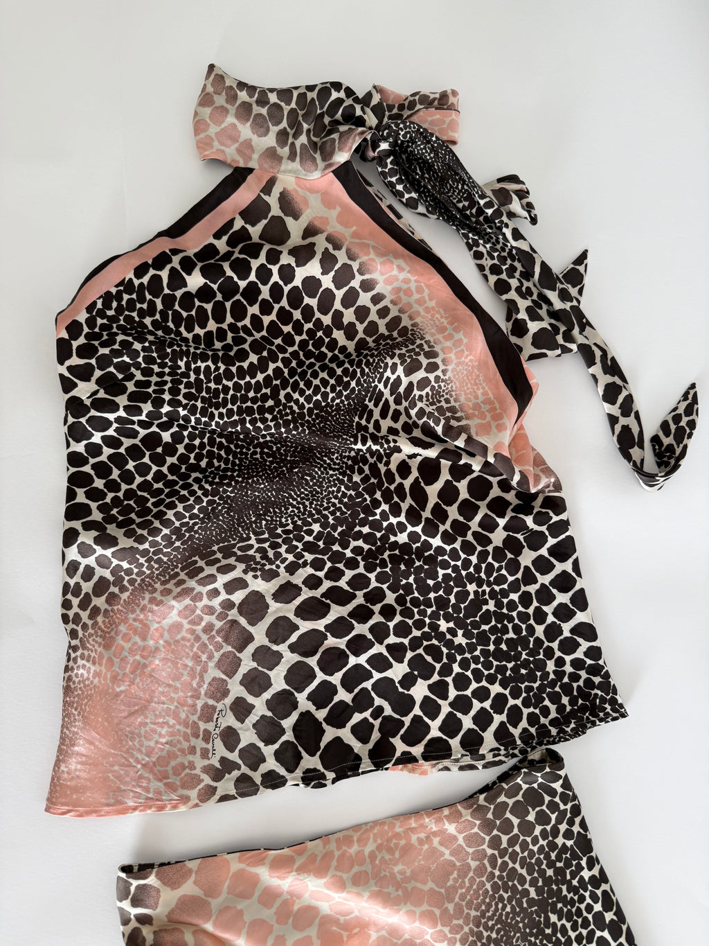 Roberto Cavalli SS 2004 silk set top and skirt