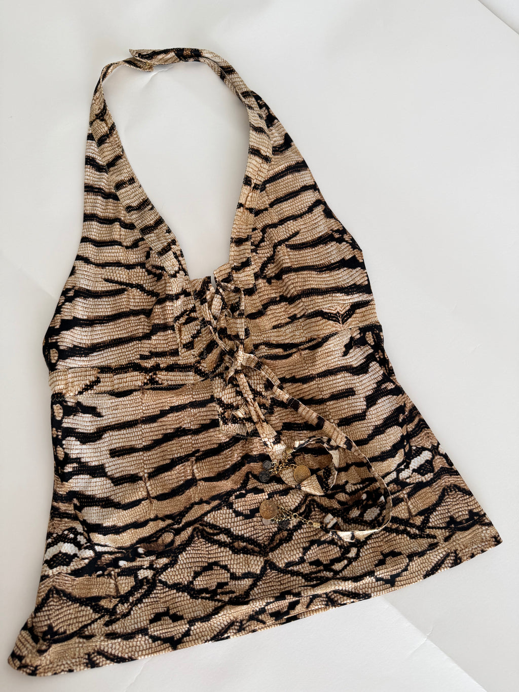 Roberto Cavalli SS 2005 Runway print top coins