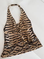 Roberto Cavalli SS 2005 Runway print top coins