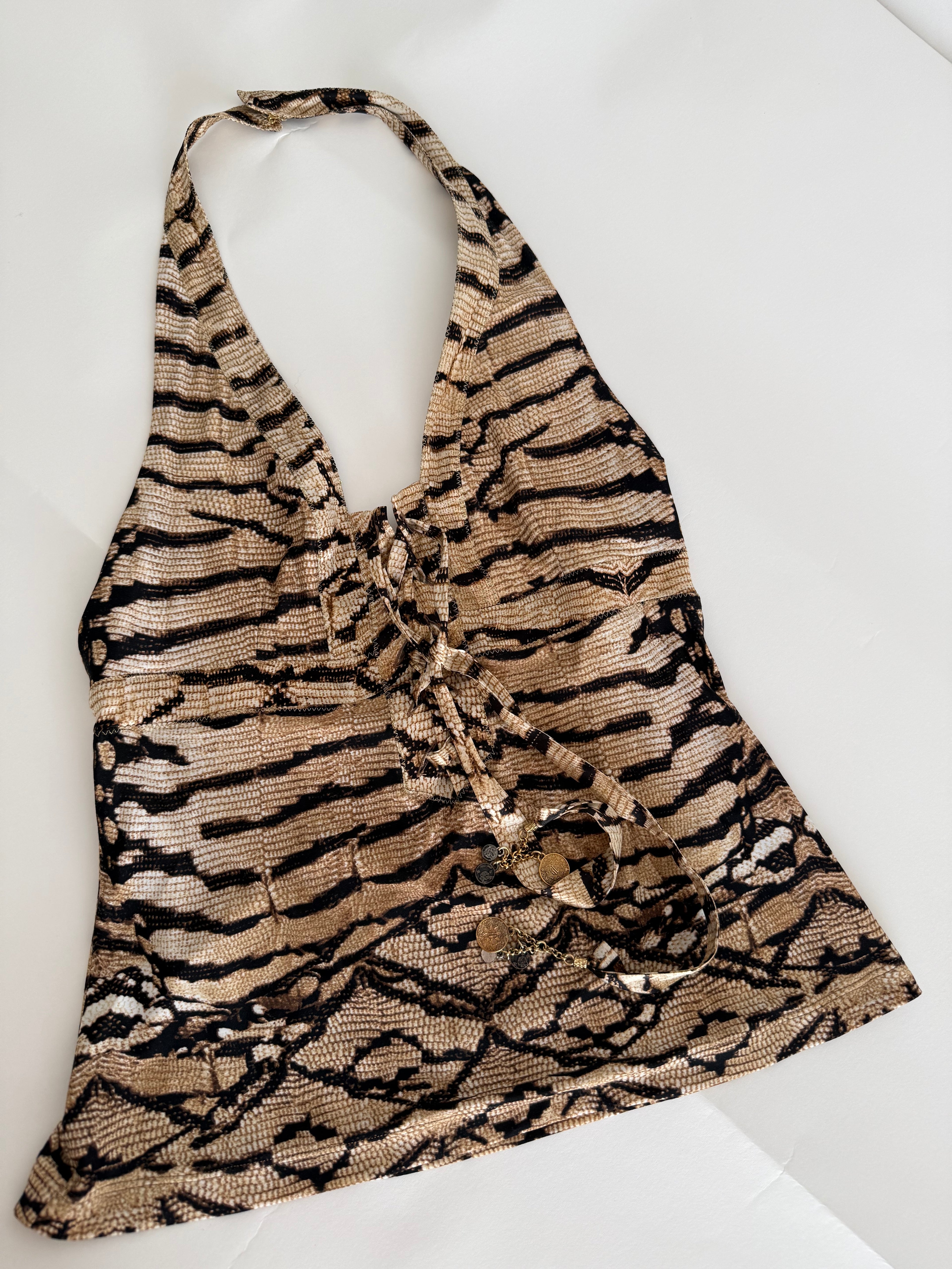 Roberto Cavalli SS 2005 Runway print top coins