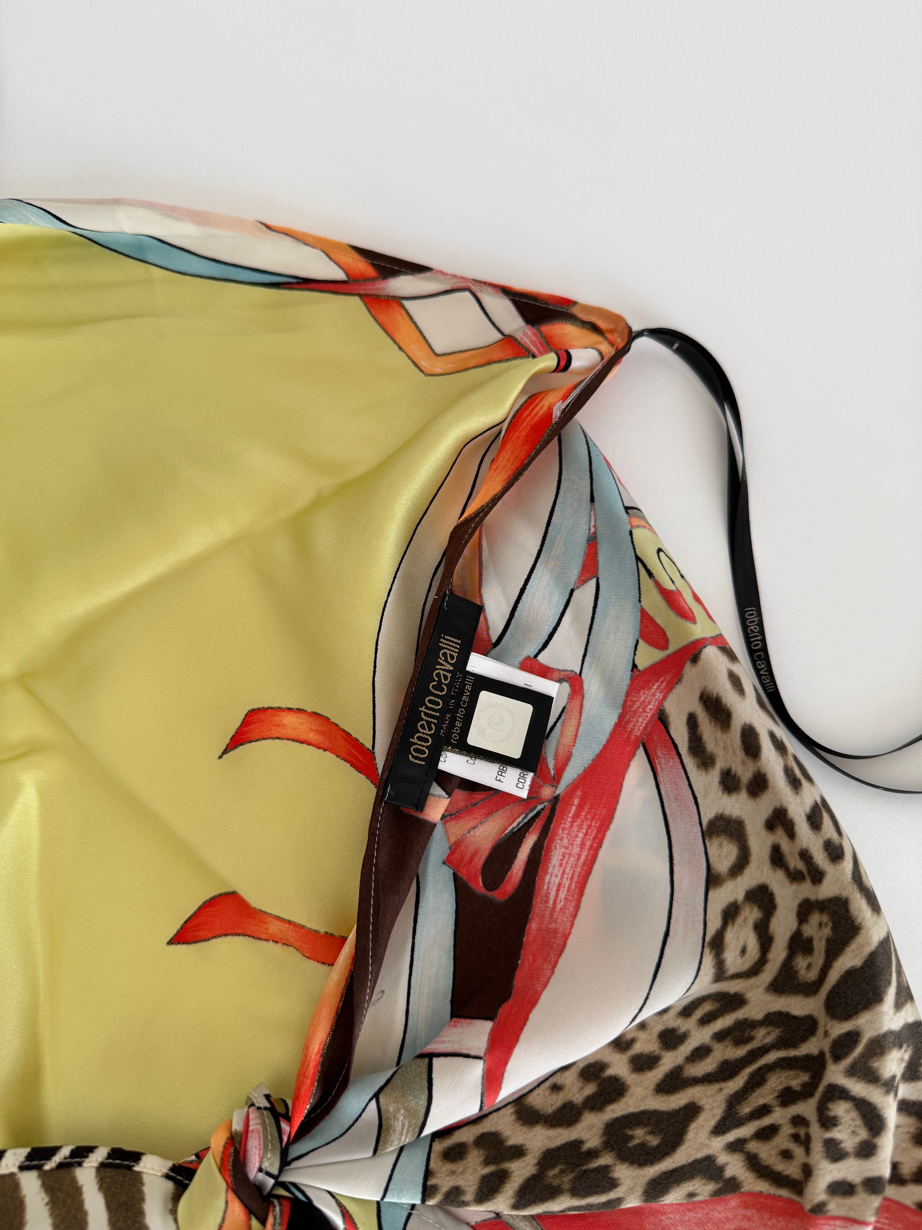 Rare Roberto Cavalli SS 2004 silk yellow zebra pattern set