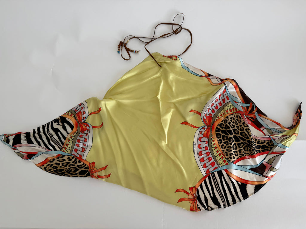 Rare Roberto Cavalli SS 2004 silk yellow zebra pattern set