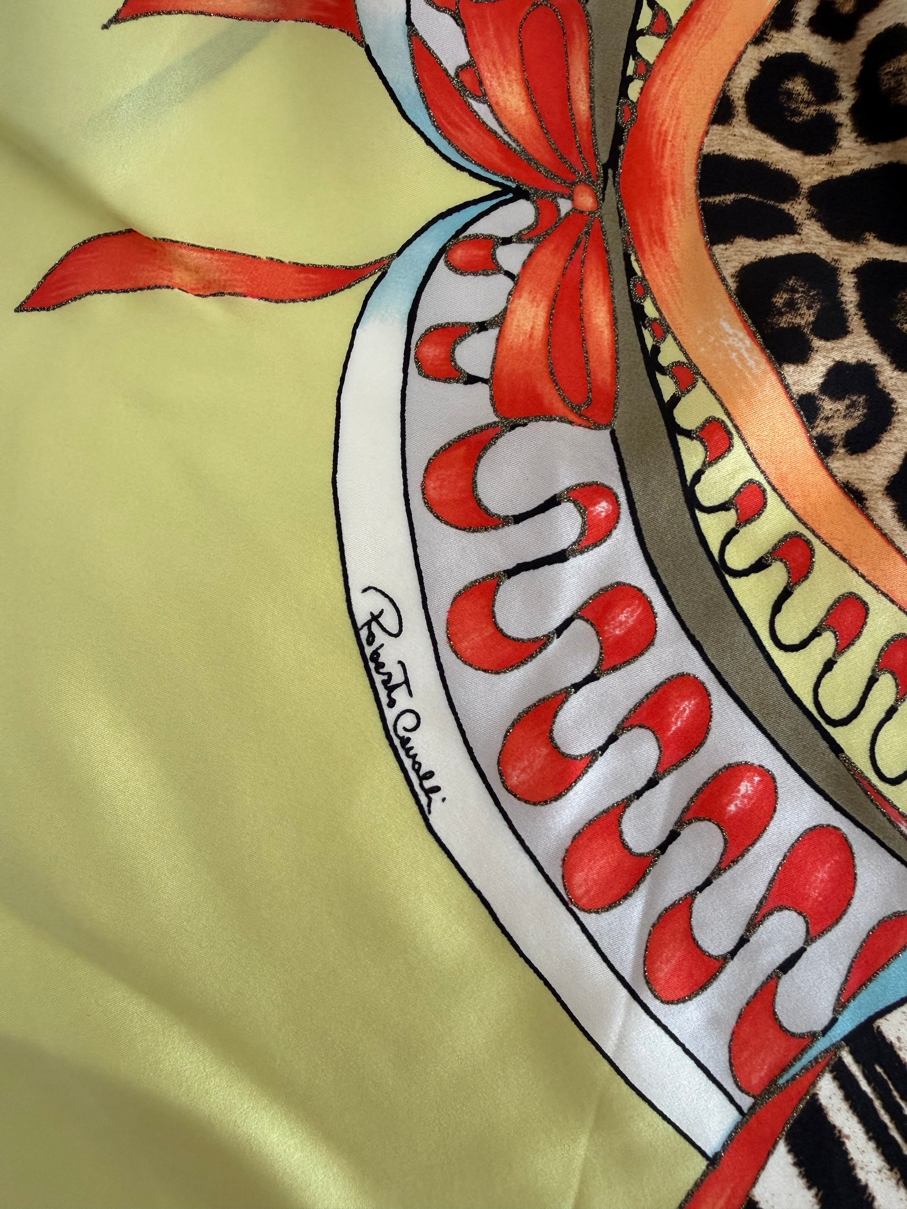 Rare Roberto Cavalli SS 2004 silk yellow zebra pattern set