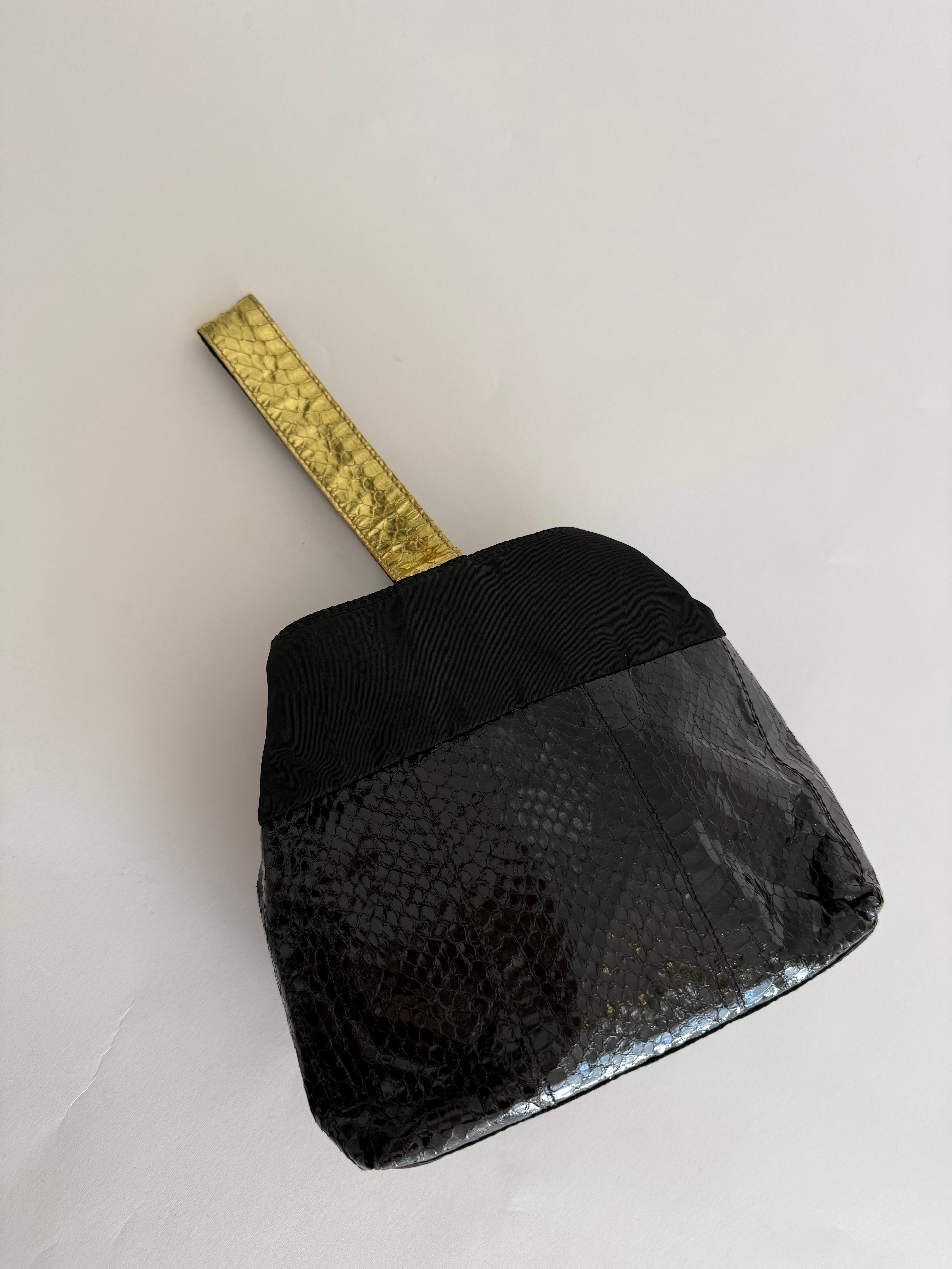 Prada gold black python bag